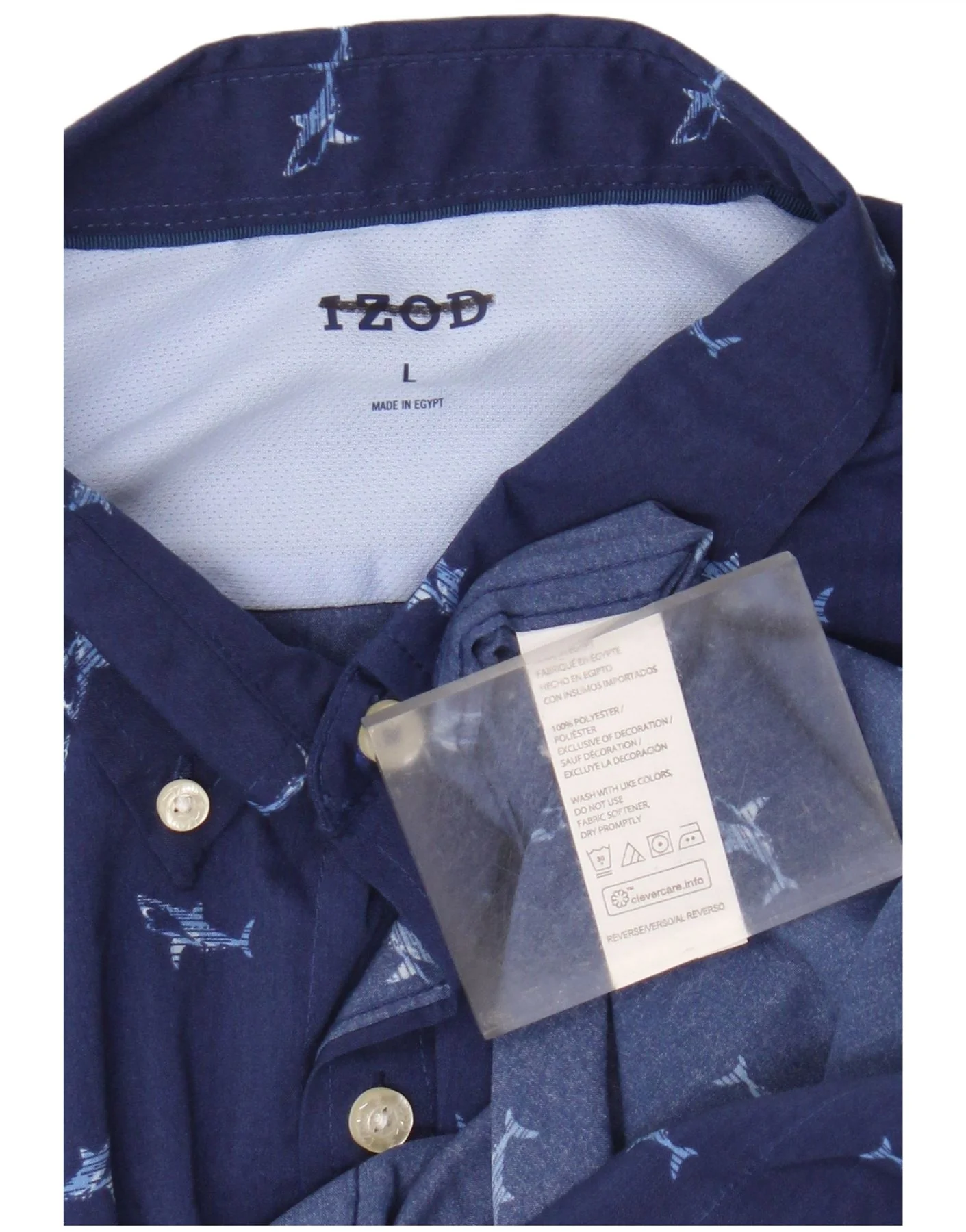 Izod Mens Abstract Pattern Short Sleeve Shirt Large Blue Polyester - Image 3