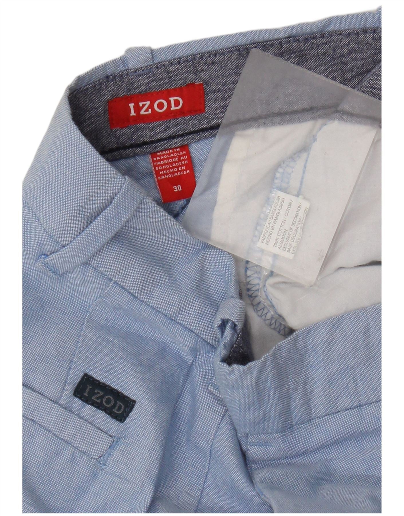 Izod Mens Chino Shorts W30 Medium Blue Cotton - Image 3