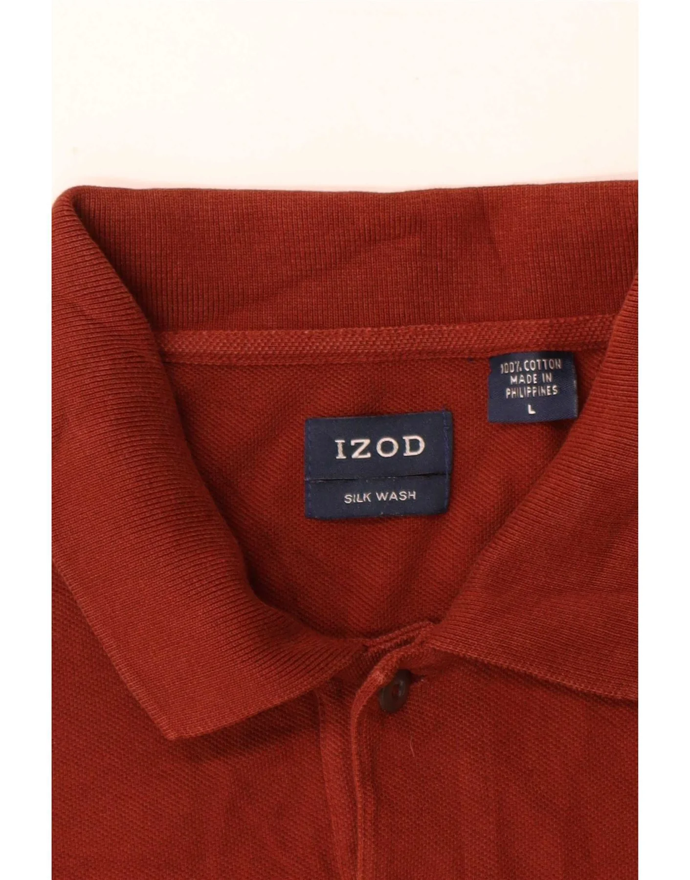 Izod Mens Polo Shirt Large Maroon Cotton - Image 3