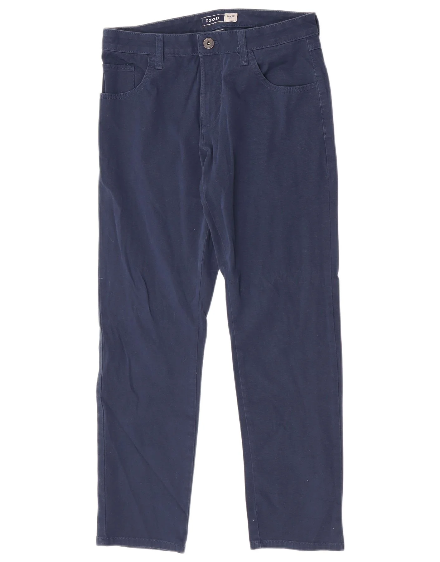 Izod Mens Slim Fit Chino Trousers W30 L30 Navy Blue Cotton