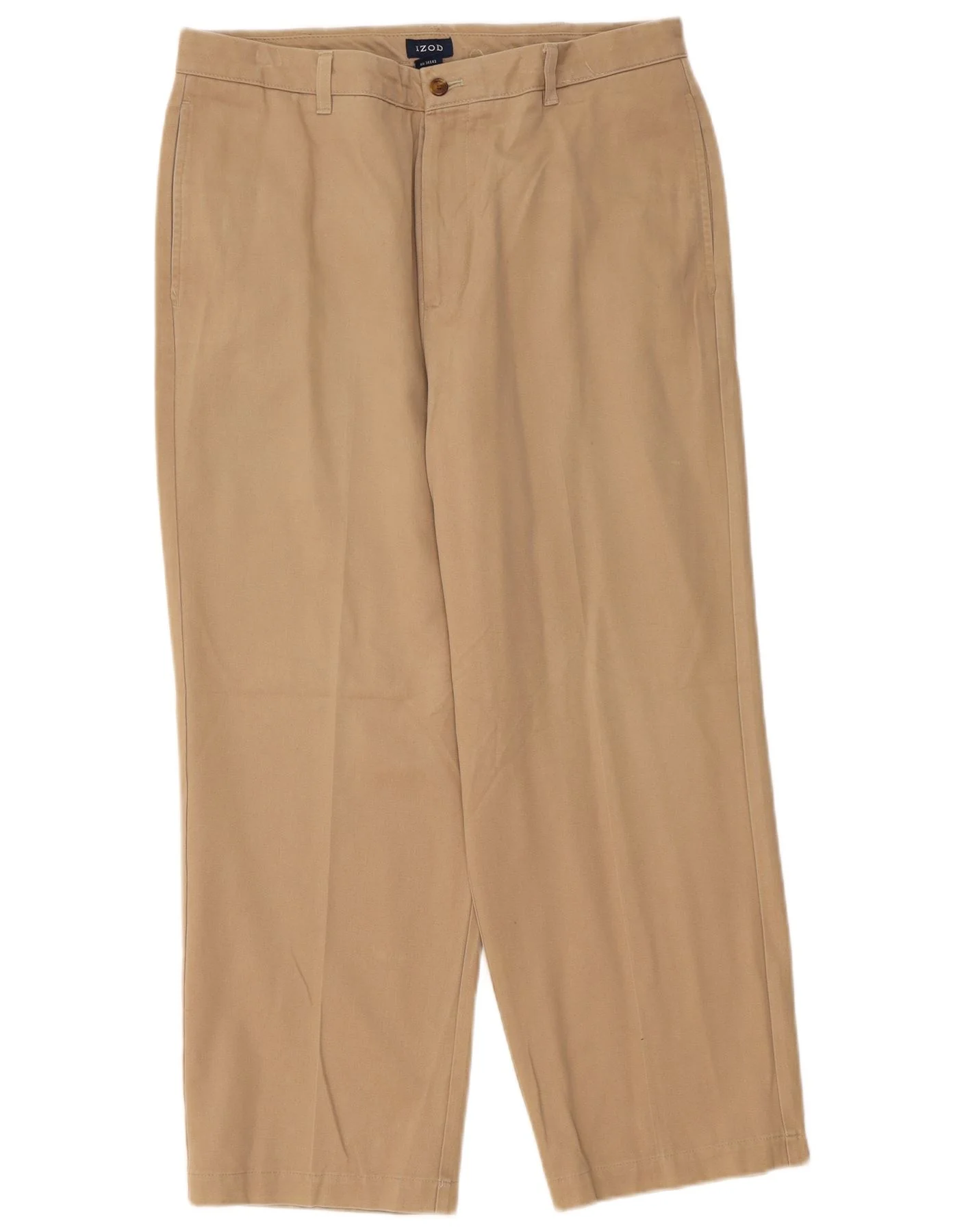 Izod Mens Straight Chino Trousers W34 L29 Beige Cotton
