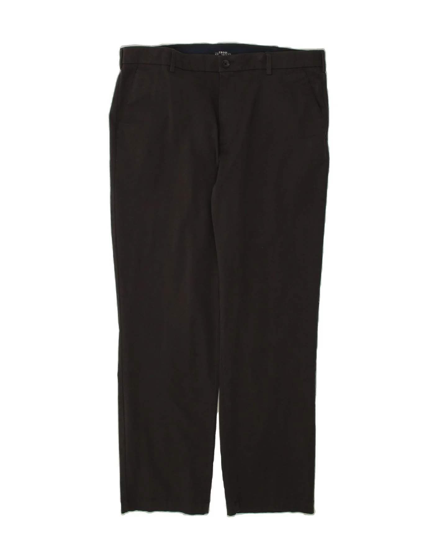 IZOD Mens Straight Chino Trousers W36 L32 Grey Cotton