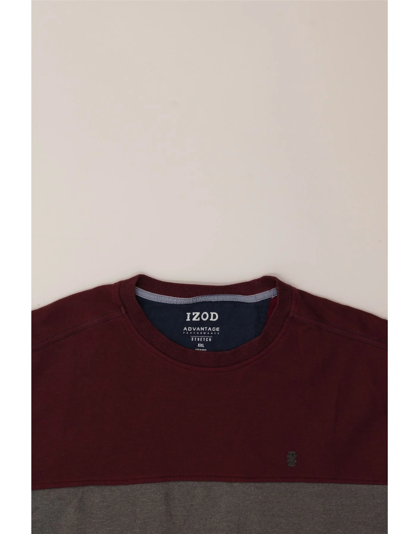 IZOD Mens Stretch Sweatshirt Jumper 2XL Grey Colourblock Polyester - Image 3