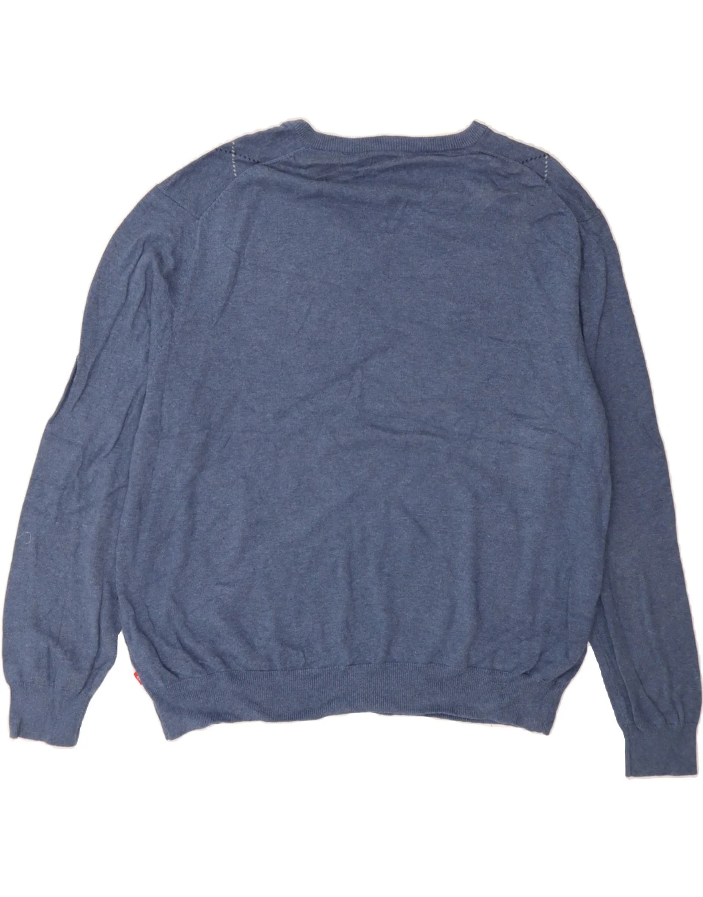 IZOD Mens V-Neck Jumper Sweater 2XL Blue Argyle/Diamond Cotton - Image 2