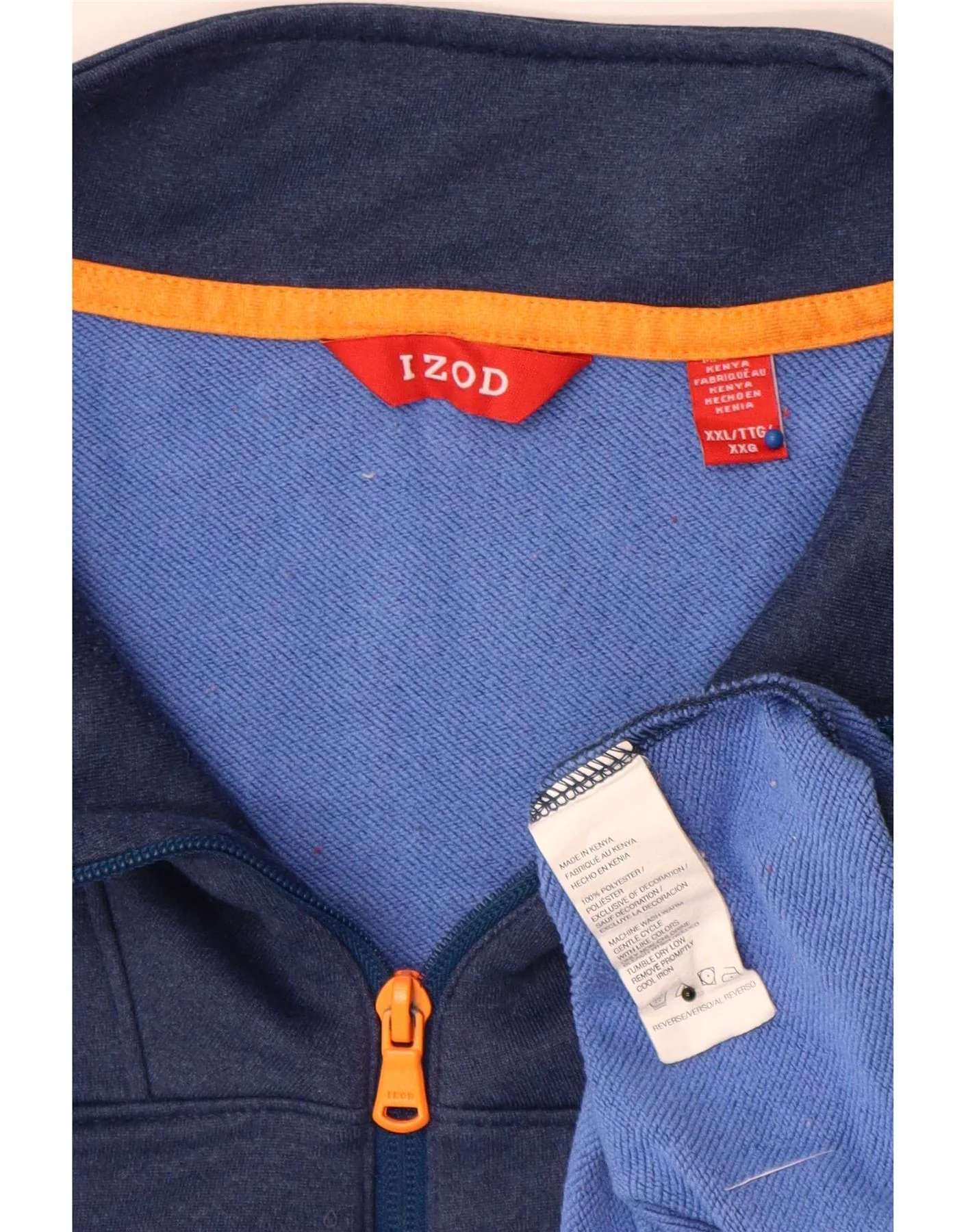 Izod Mens Zip Neck Sweatshirt Jumper 2XL Navy Blue Polyester - Image 3