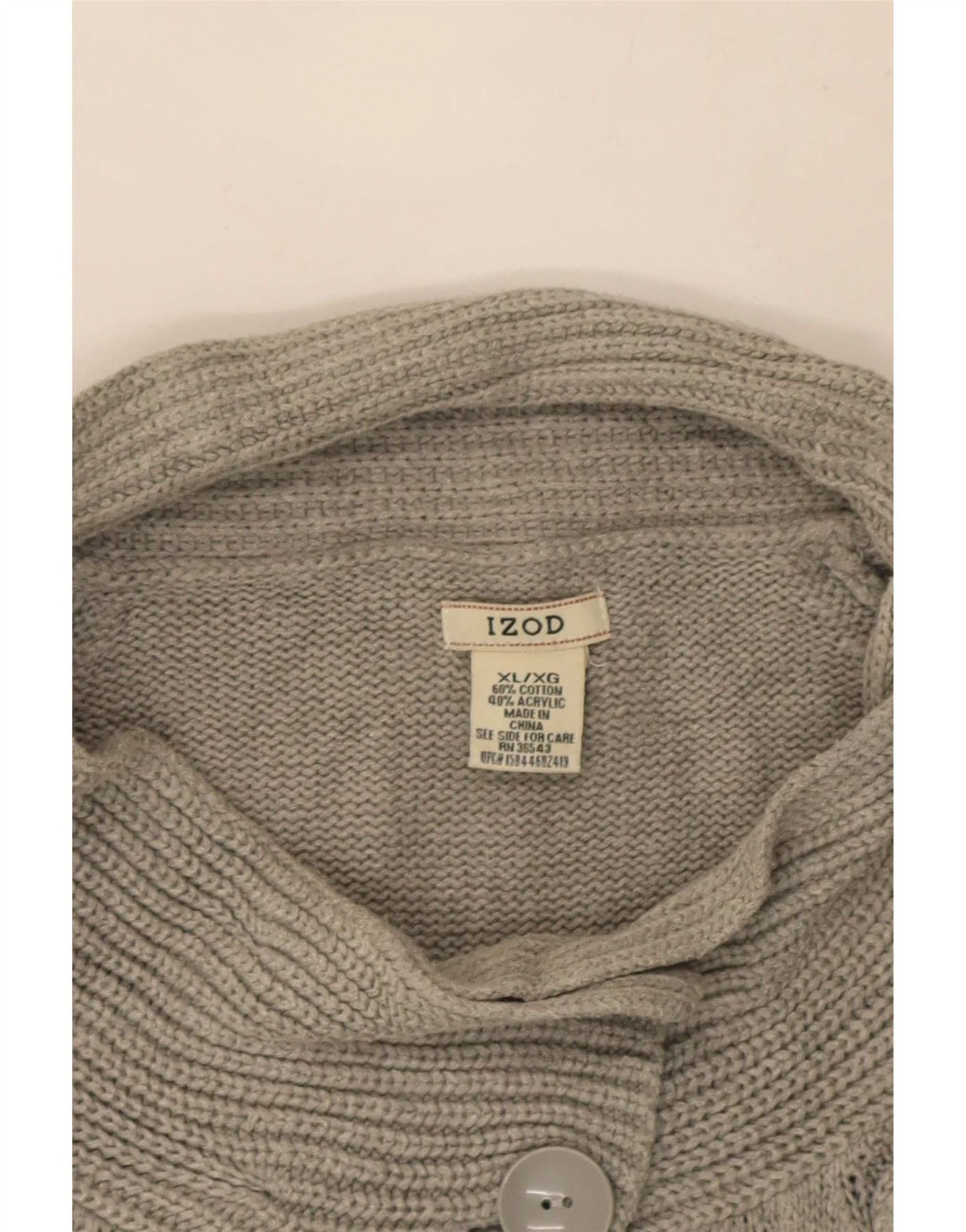 Izod Womens Short Sleeve Cardigan Sweater UK 18 XL Grey Cotton - Image 4
