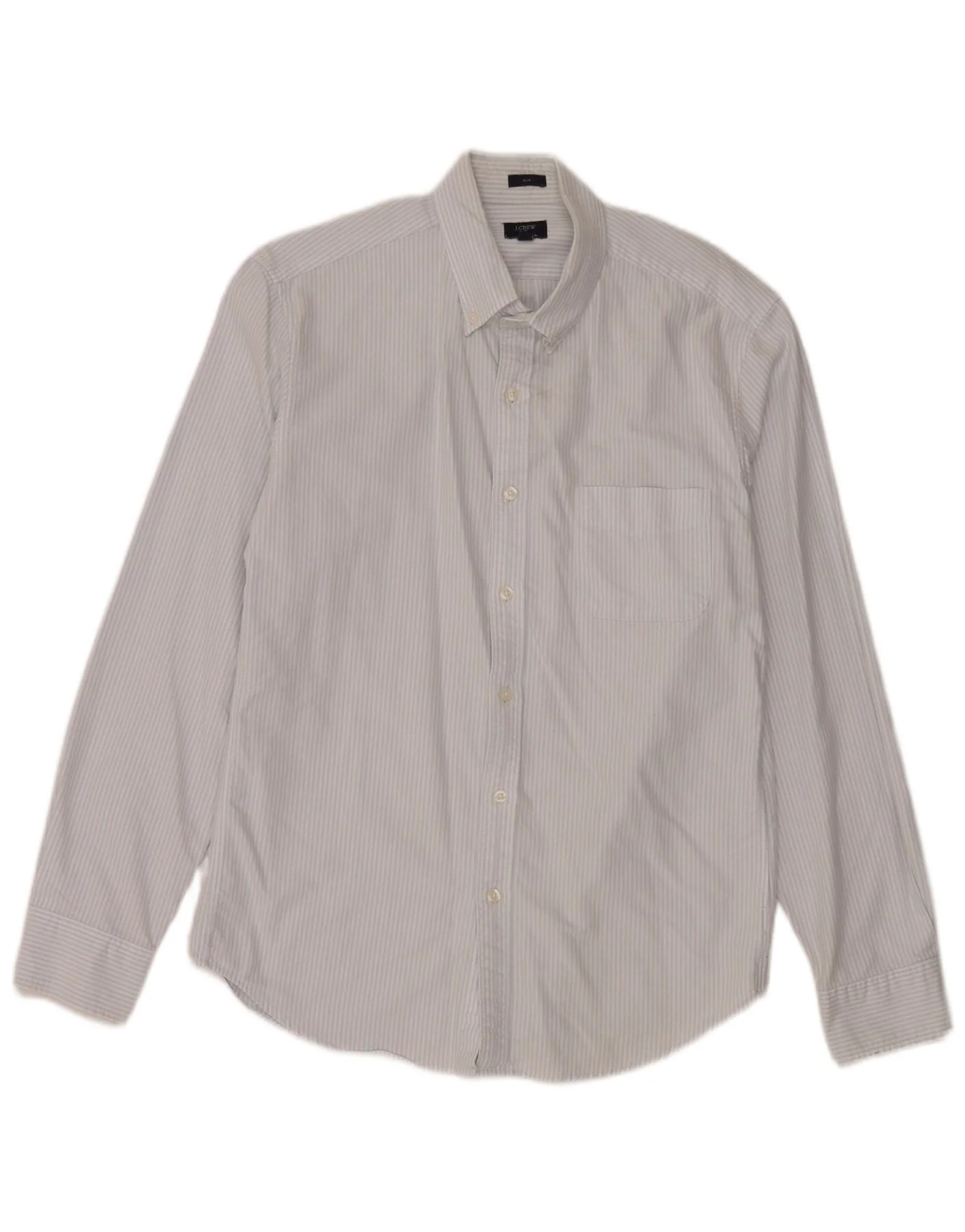 J. Crew Mens Oxford Slim Shirt Large Blue Pinstripe Cotton