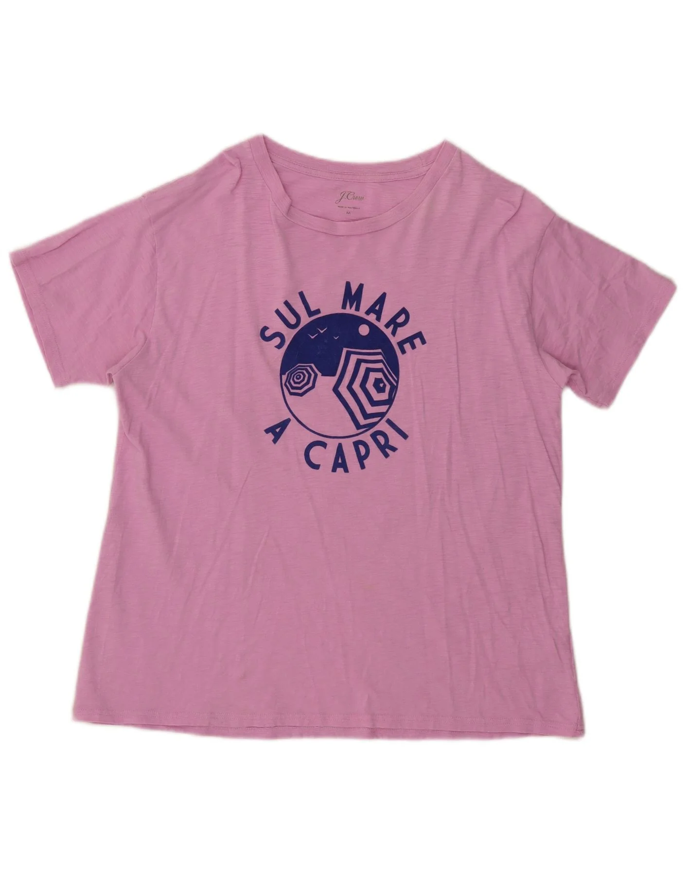 J. Crew Womens Graphic T-Shirt Top UK 12 Medium Pink Cotton