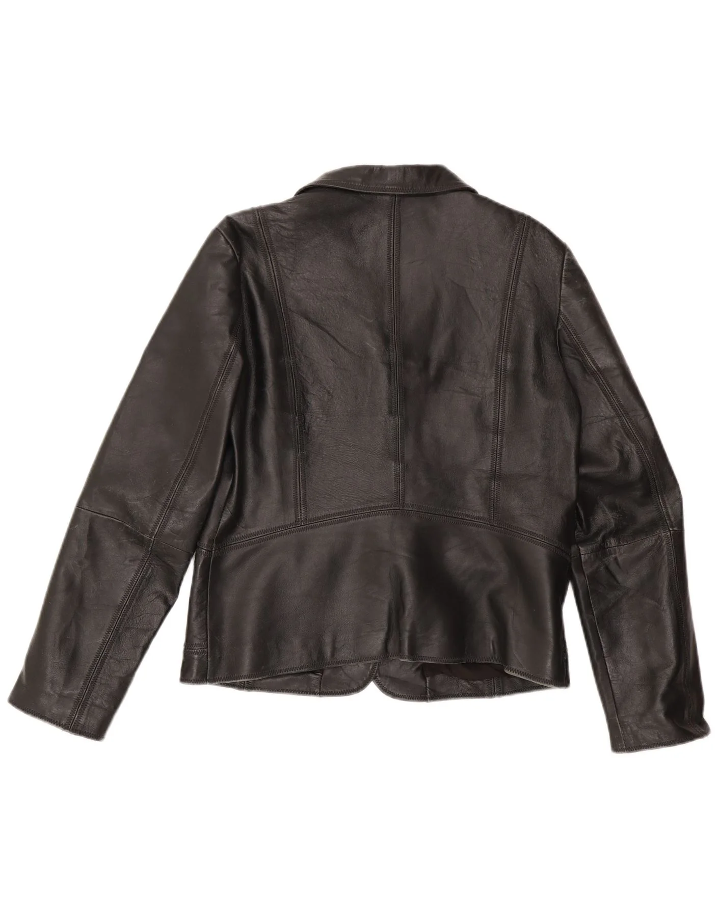 J.J.Scott Womens 3 Button Leather Blazer Jacket IT 42 Medium Black - Image 2