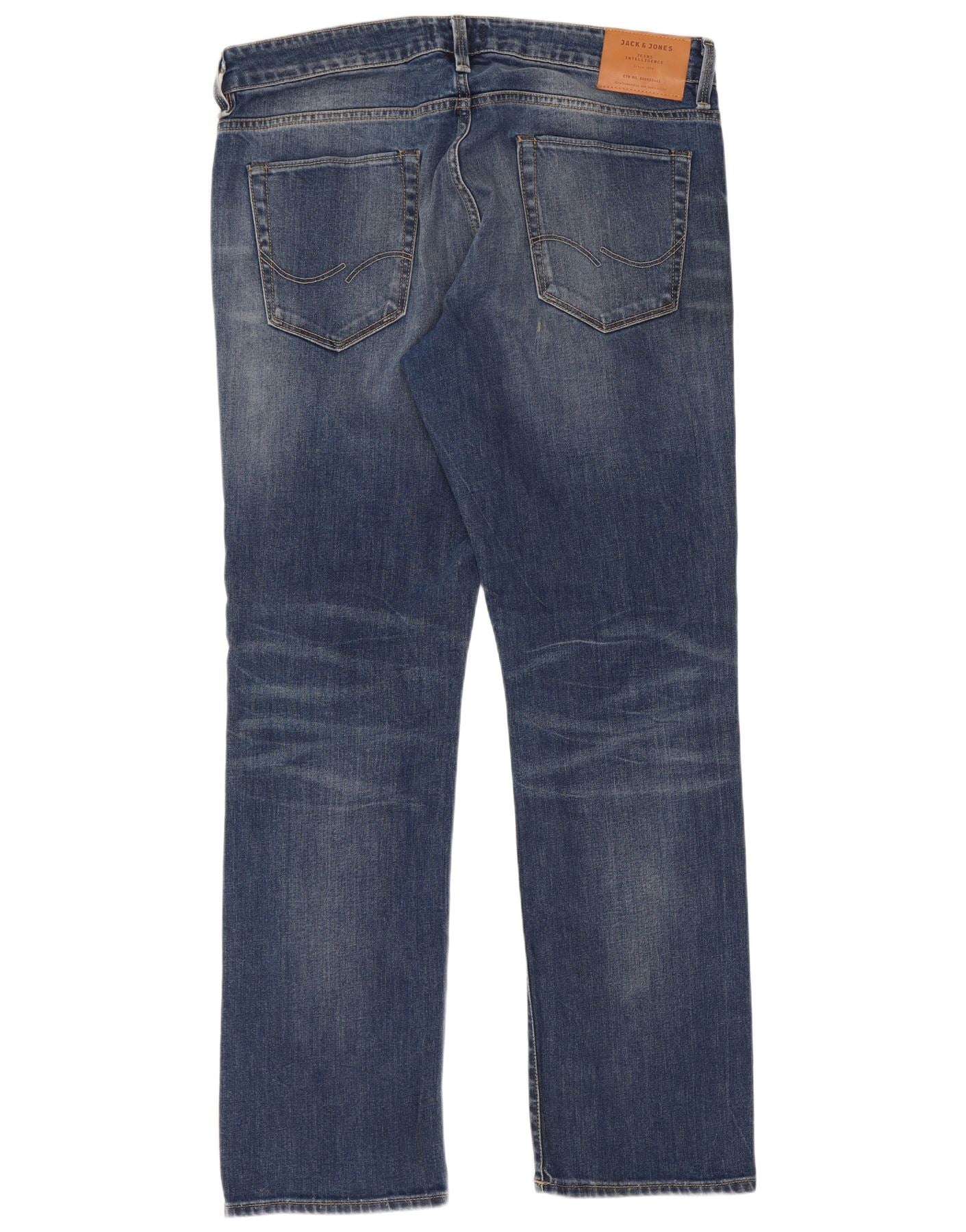 Jack & Jones Mens Clark Regular Fit Straight Jeans W36 L32 Blue Cotton - Image 2