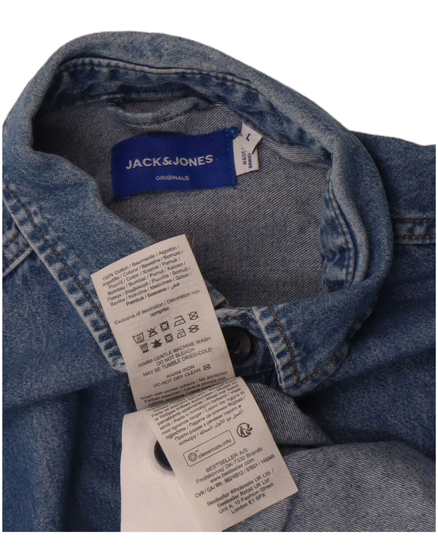 Jack & Jones Mens Denim Shirt Large Blue Cotton - Image 3
