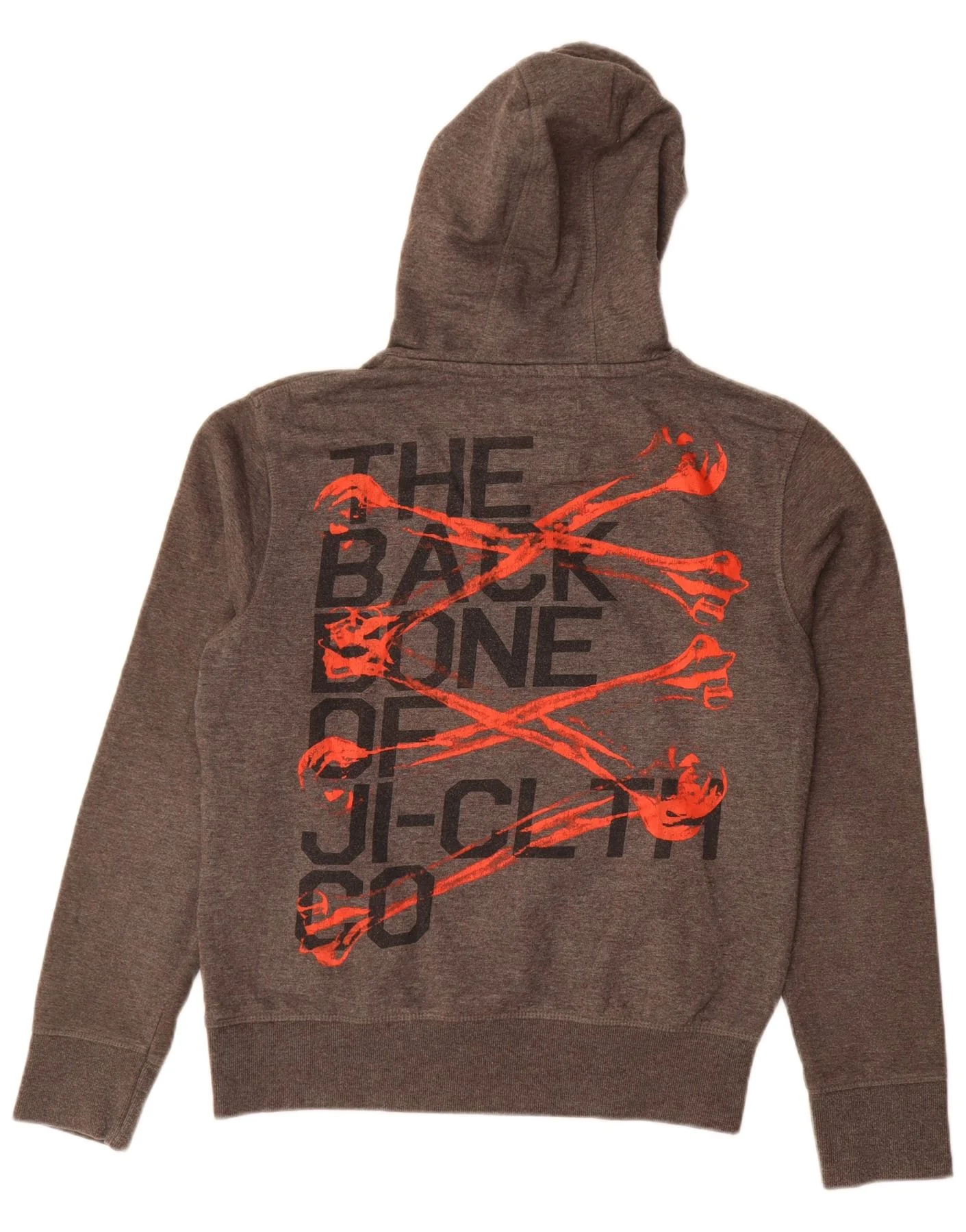 Jack & Jones Mens Graphic Hoodie Jumper Medium Grey Cotton - Image 2