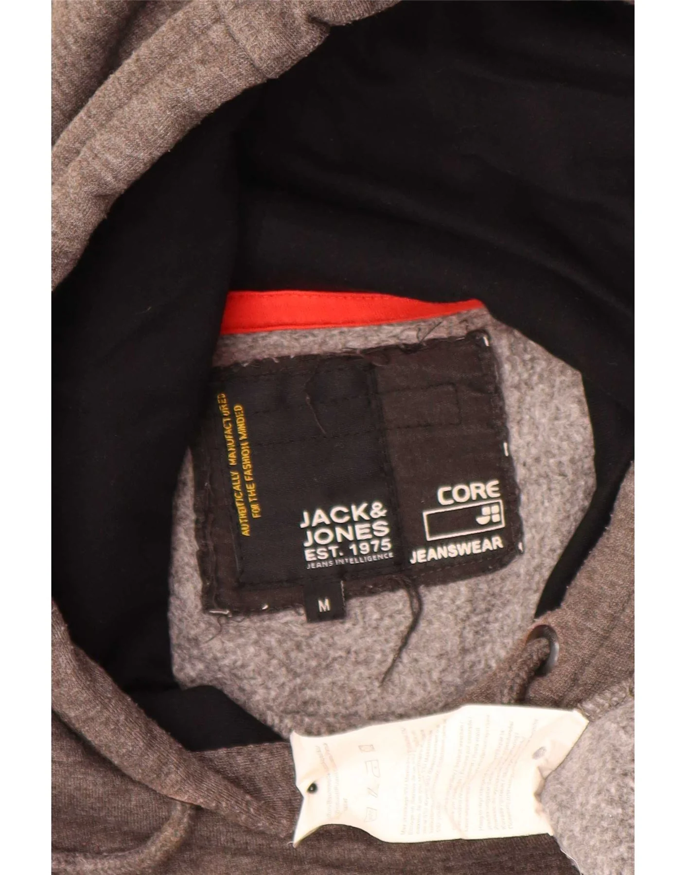 Jack & Jones Mens Graphic Hoodie Jumper Medium Grey Cotton - Image 3