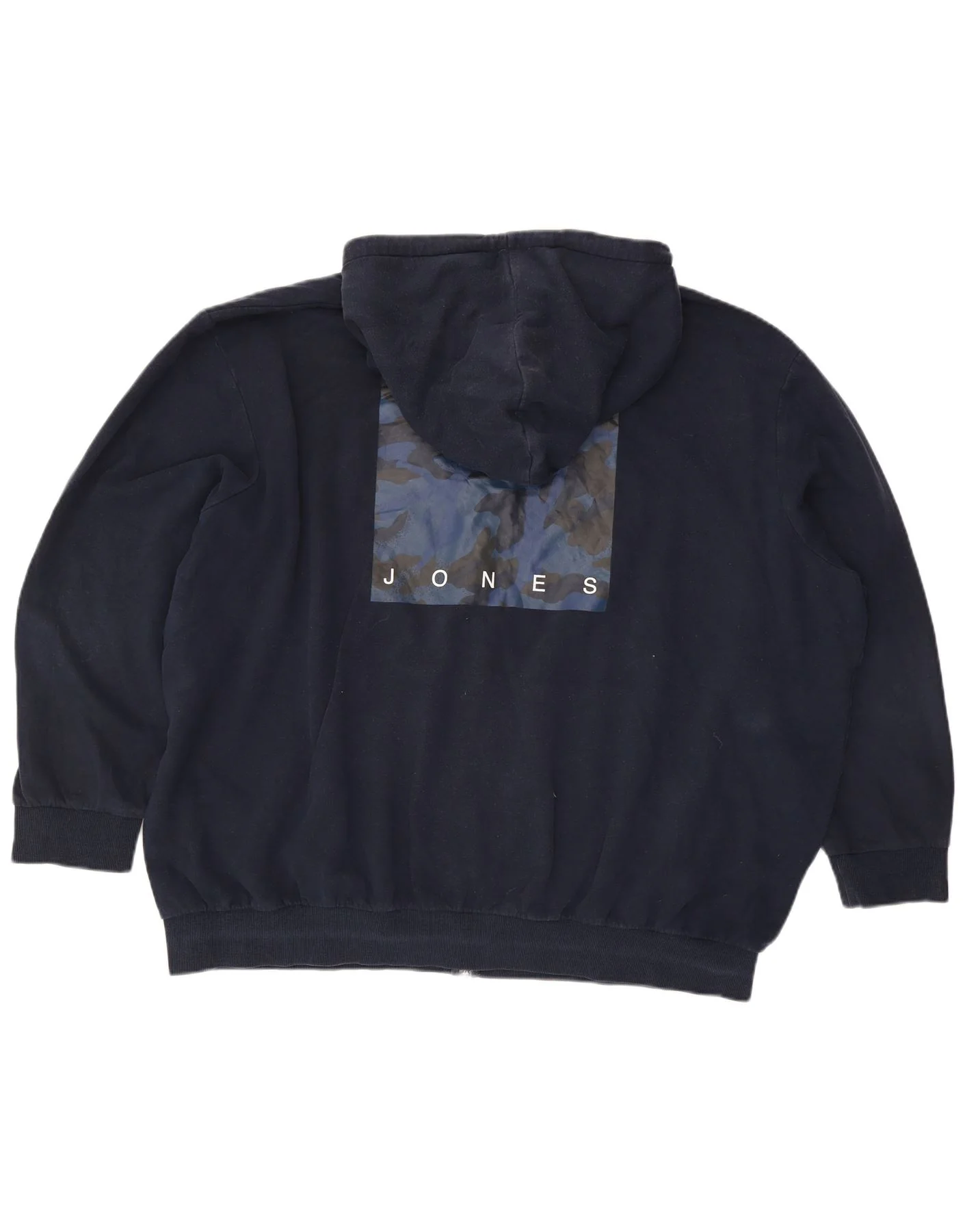Jack & Jones Mens Graphic Loose Fit Zip Hoodie Sweater 3XL Navy Blue Cotton - Image 2