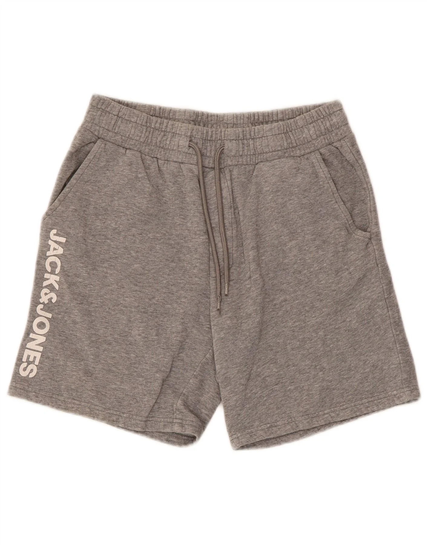Jack & Jones Mens Graphic Sport Shorts Small Grey Flecked Cotton