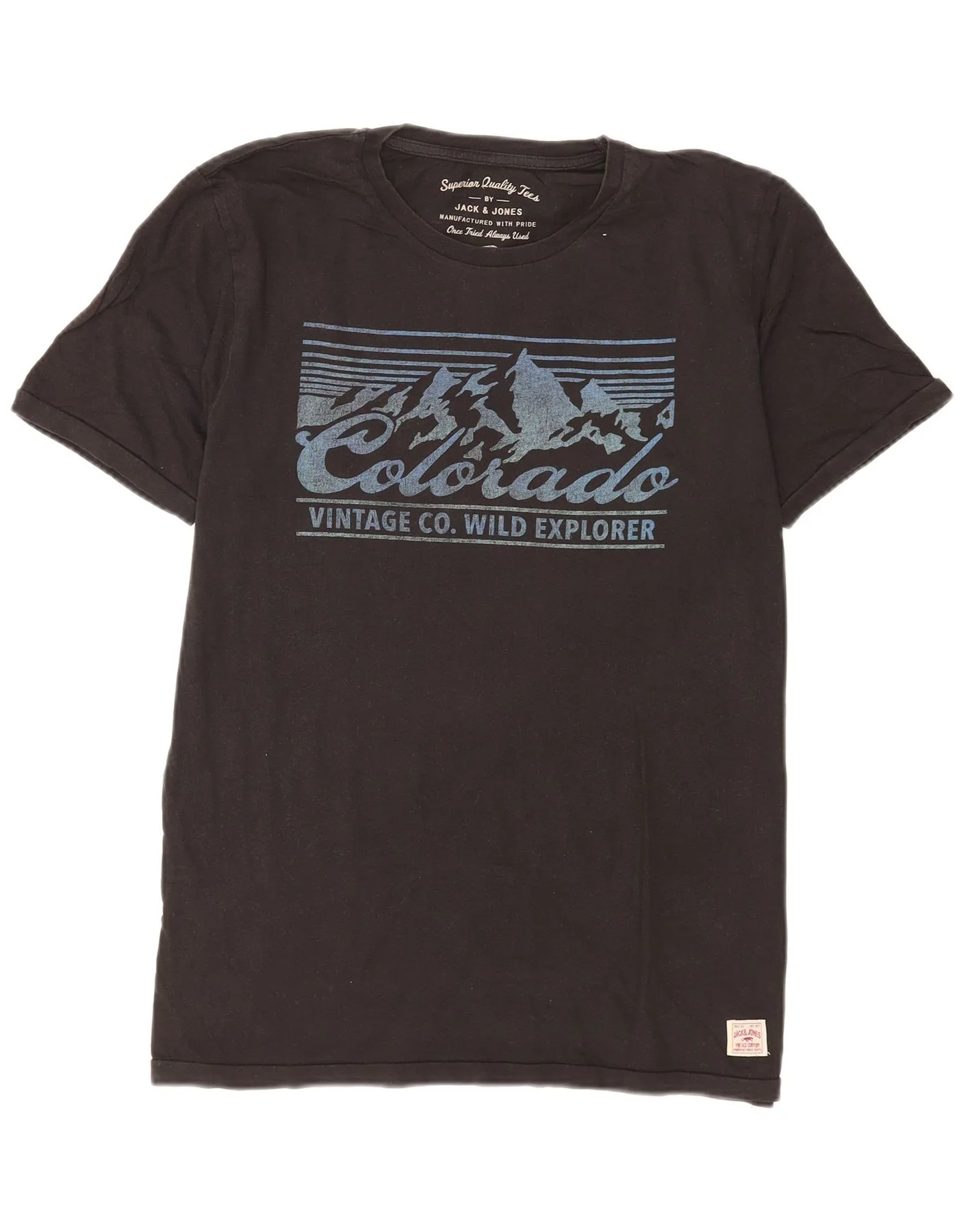 Jack & Jones Mens Graphic T-Shirt Top XL Grey Cotton