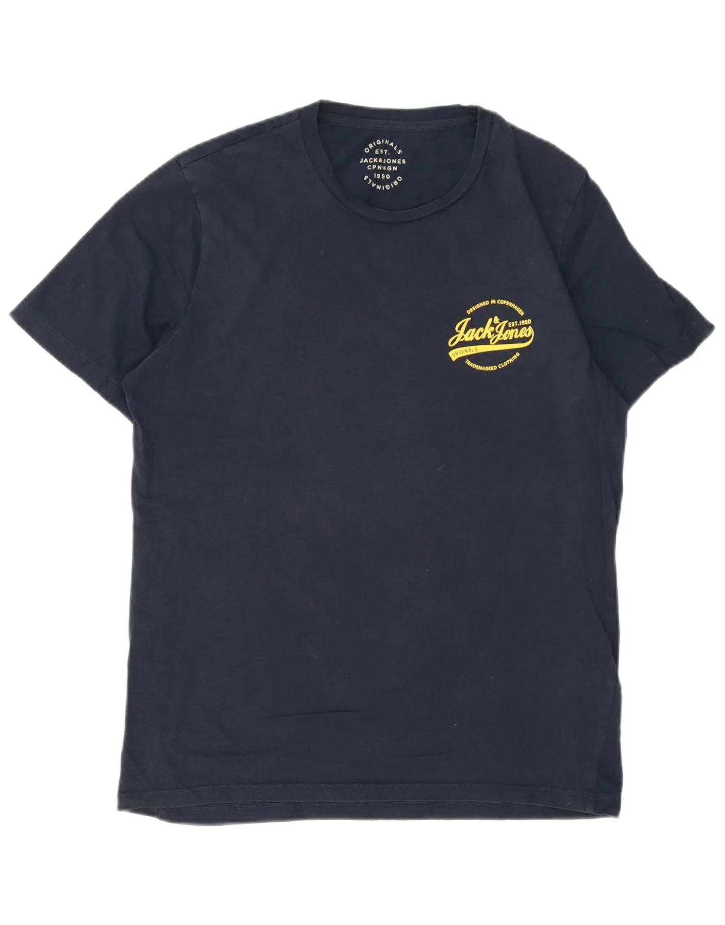 Jack & Jones Mens Graphic T-Shirt Top XL Navy Blue Cotton