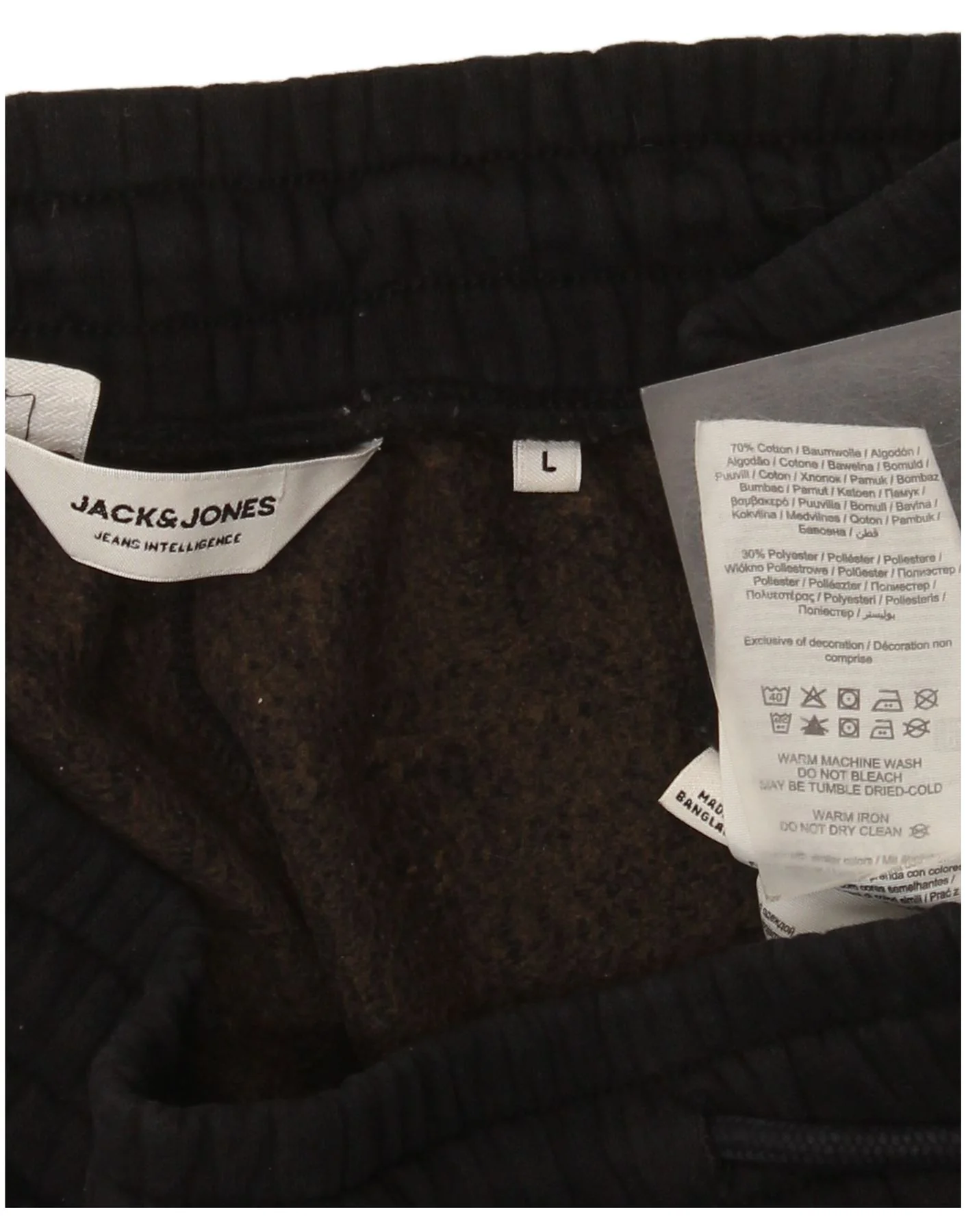Jack & Jones Mens Graphic Tracksuit Trousers Joggers Large Black Cotton - Image 3