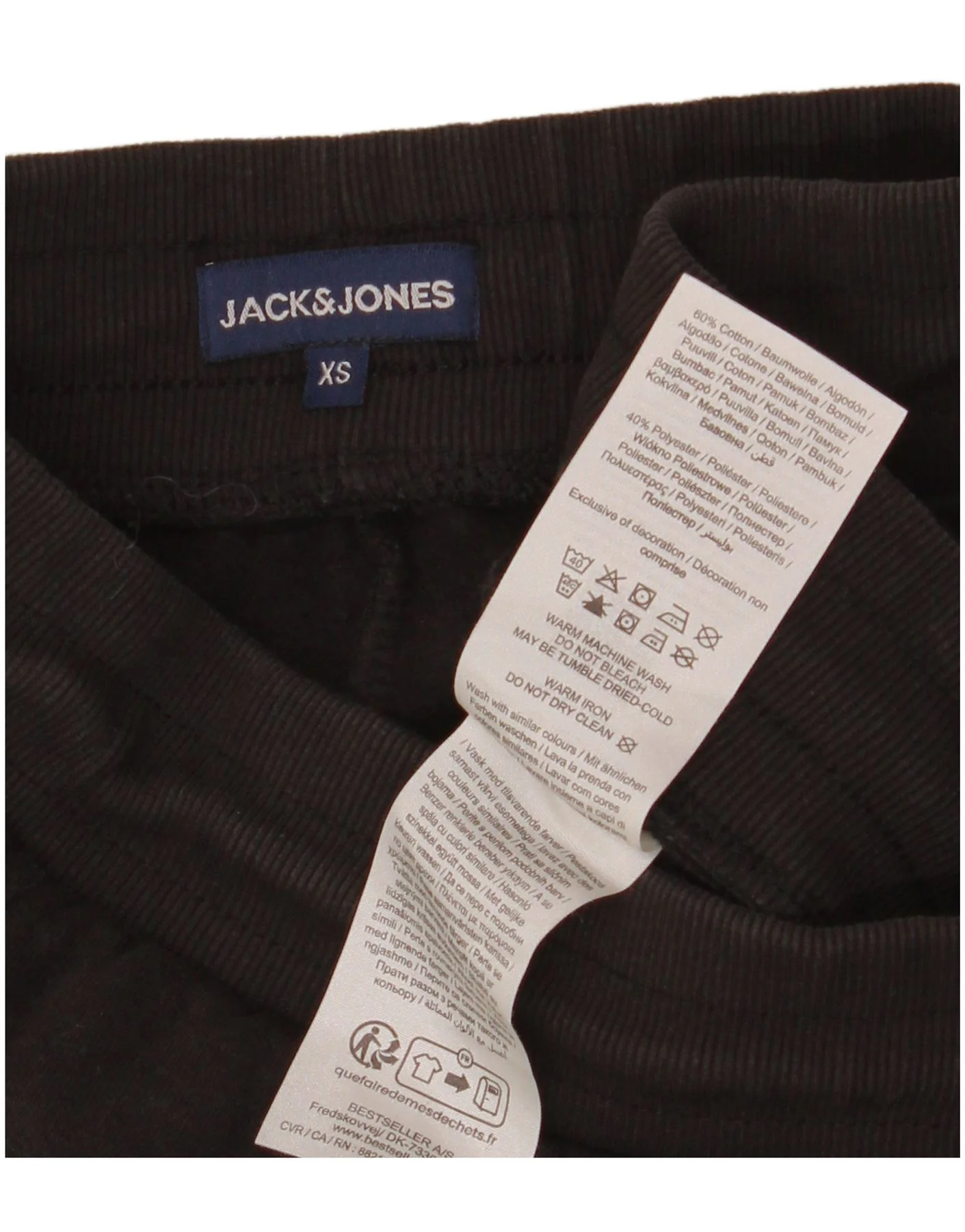 Jack & Jones Mens Graphic Tracksuit Trousers Joggers XS Black Cotton - Image 3