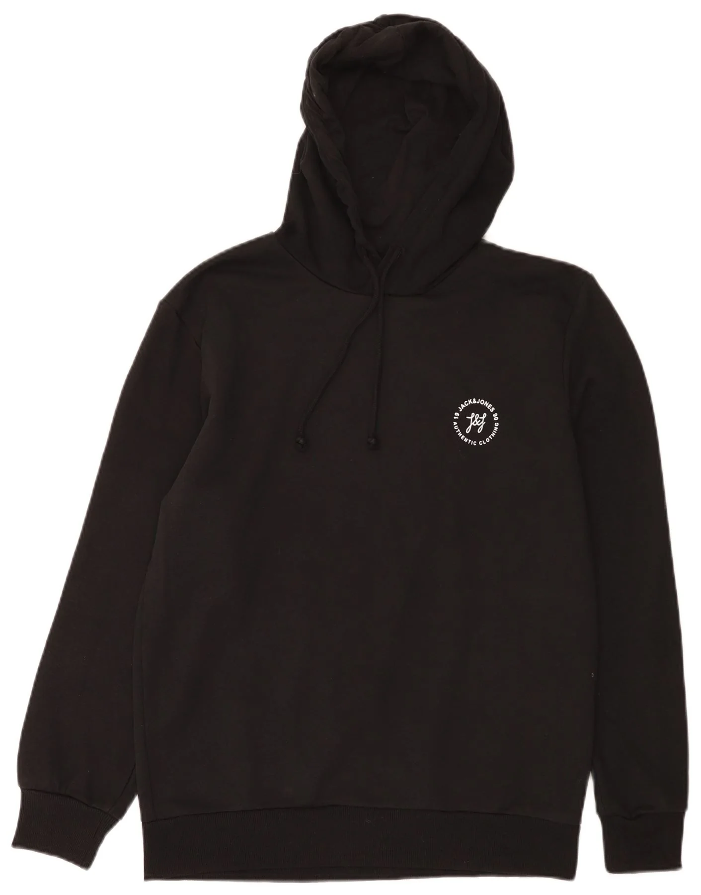Jack & Jones Mens Hoodie Jumper Large Black Cotton