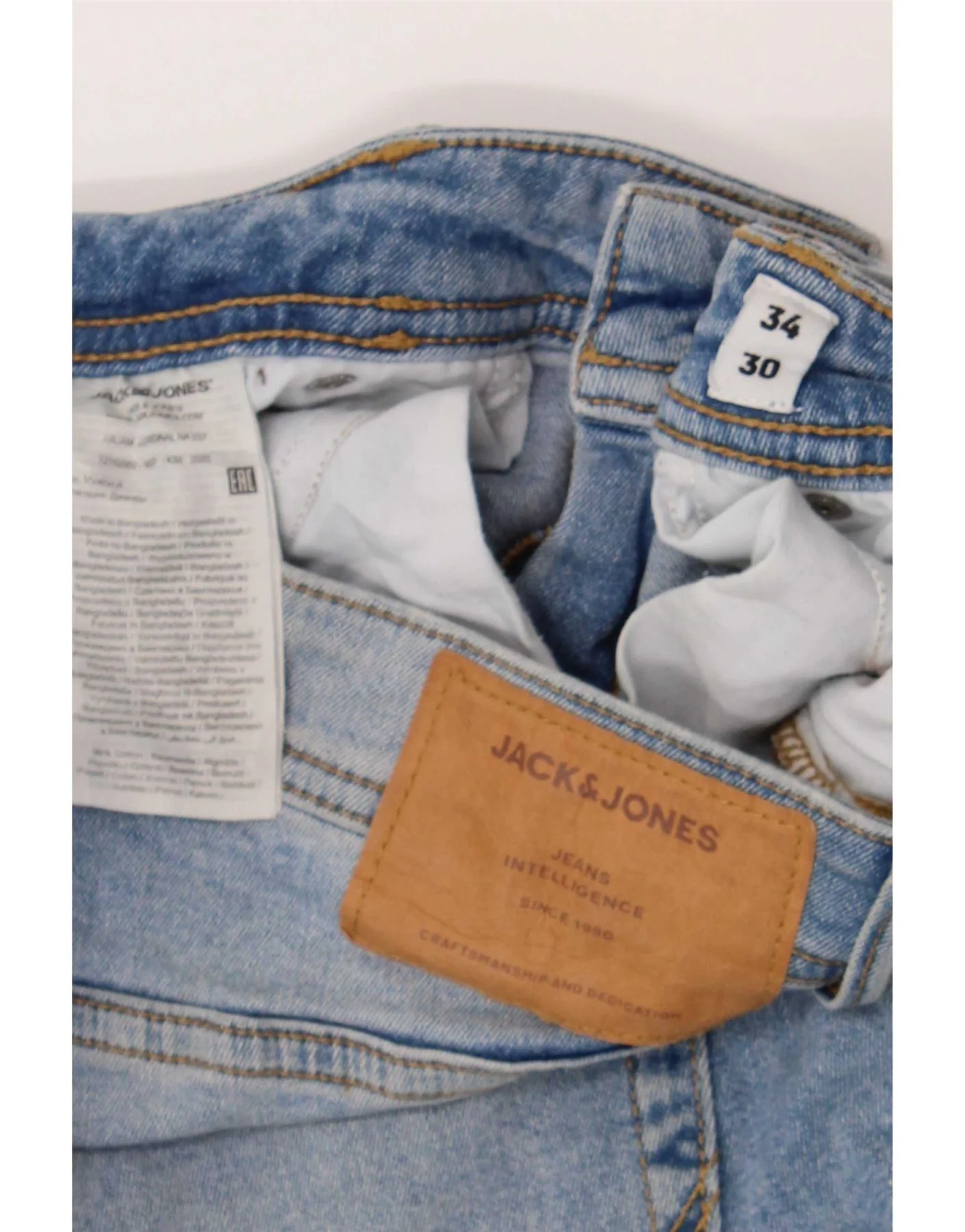 Jack & Jones Mens Liam Distressed Skinny Jeans W34 L30 Blue Cotton - Image 3
