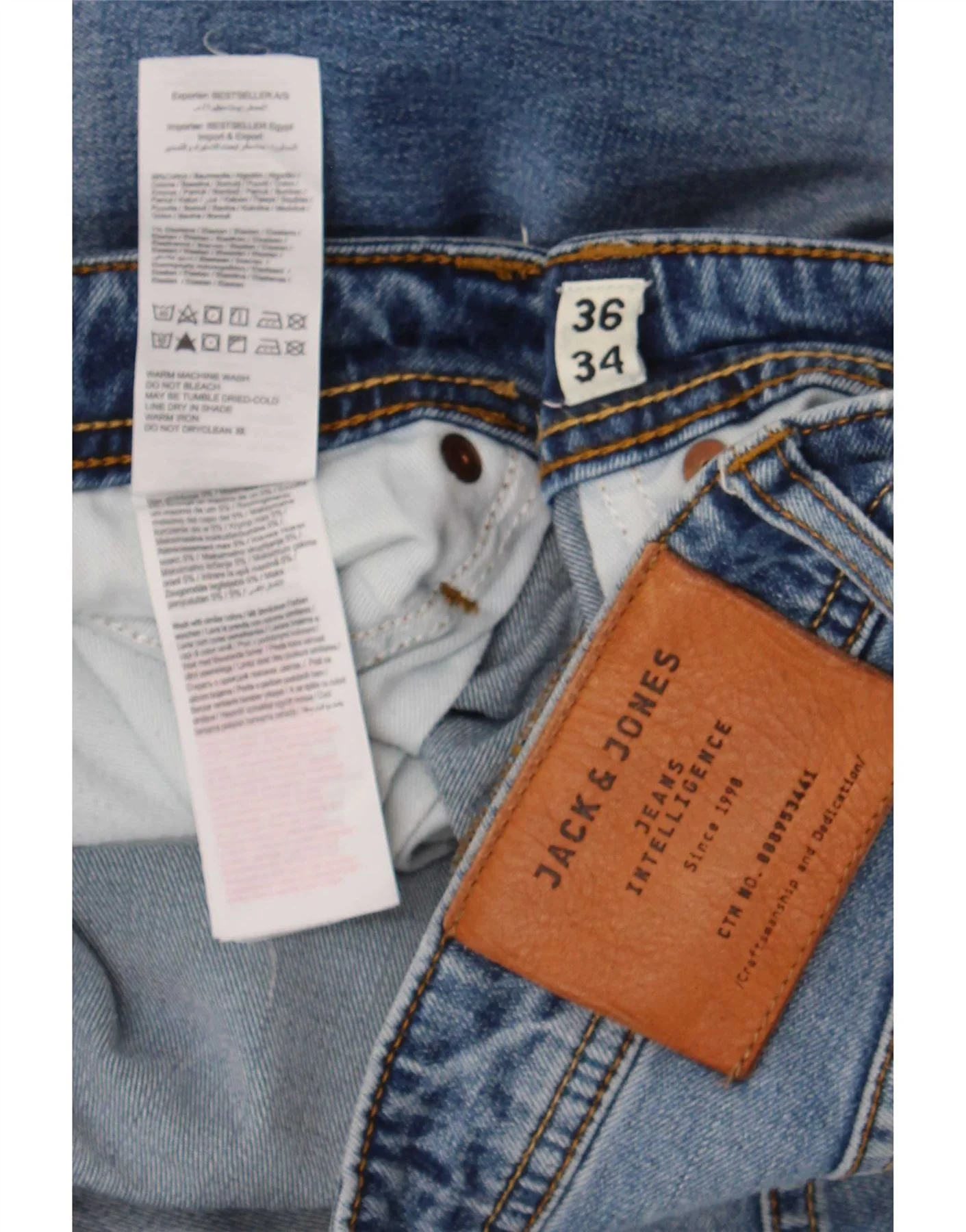 Jack & Jones Mens Mike Comfort Fit Slim Jeans W36 L34 Blue Cotton - Image 4