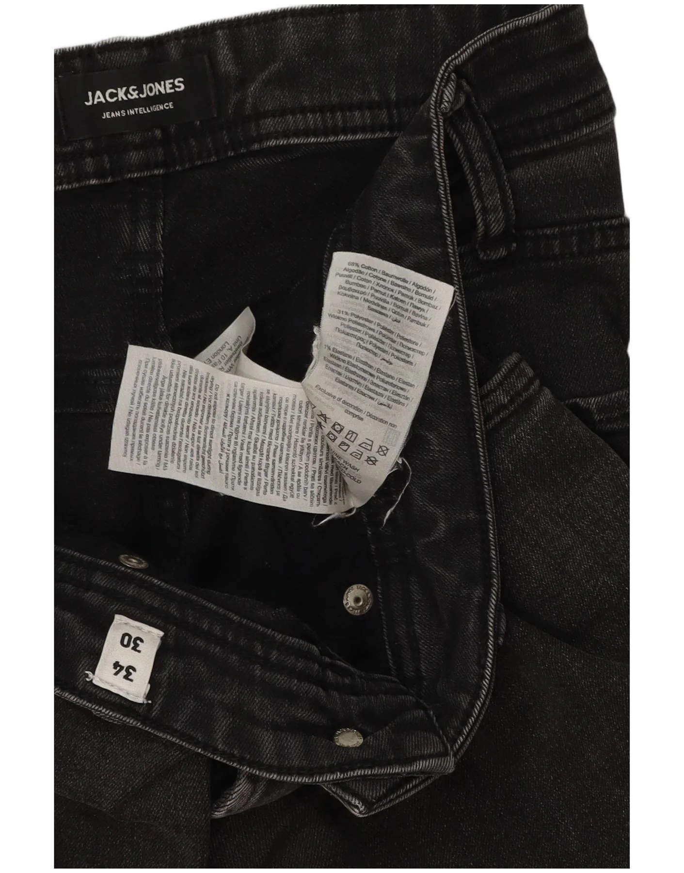 Jack & Jones Mens Mike Comfort Fit Tapered Jeans W34 L30 Grey Cotton - Image 3