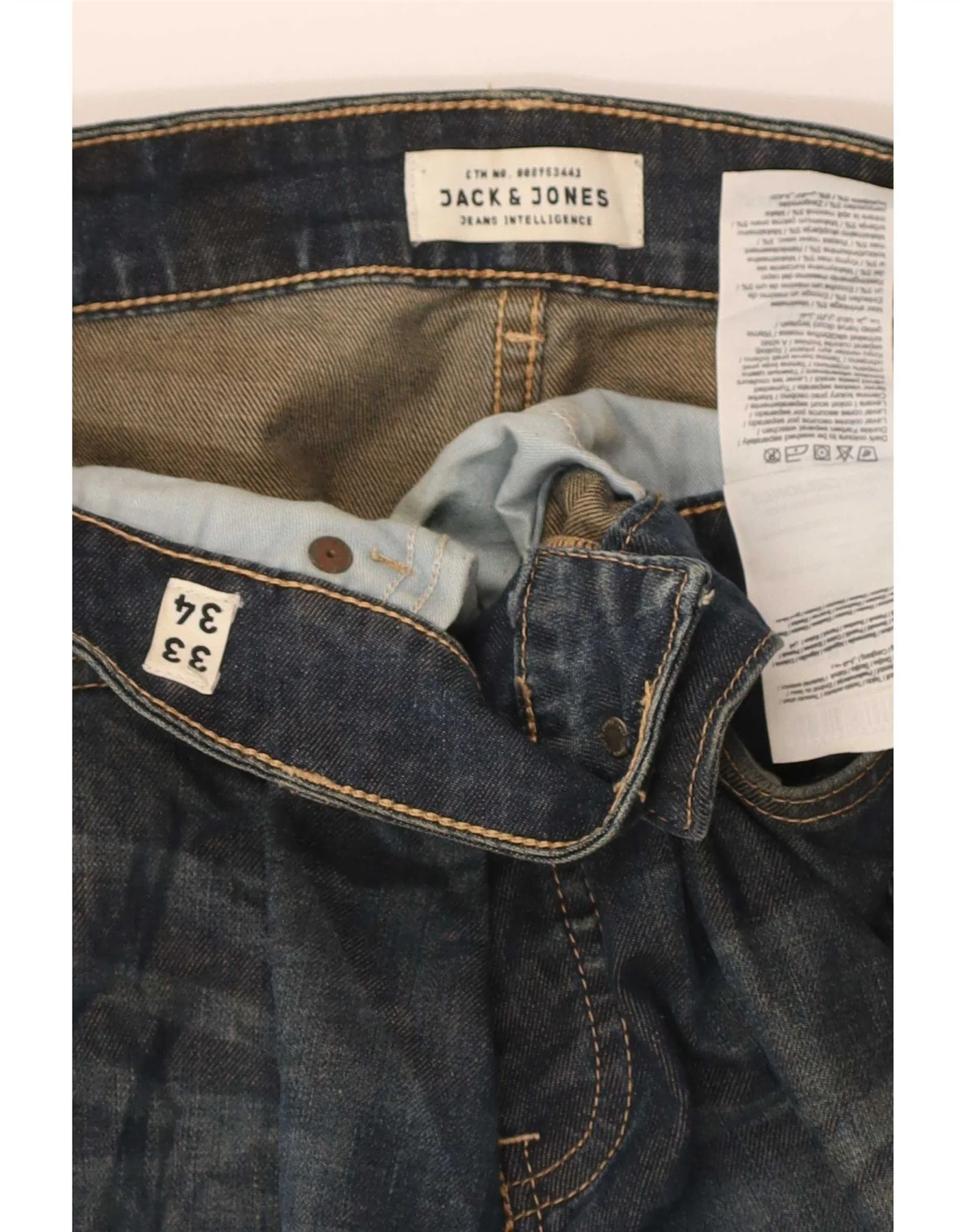 Jack & Jones Mens Mike Straight Jeans W33 L28 Blue Cotton - Image 3