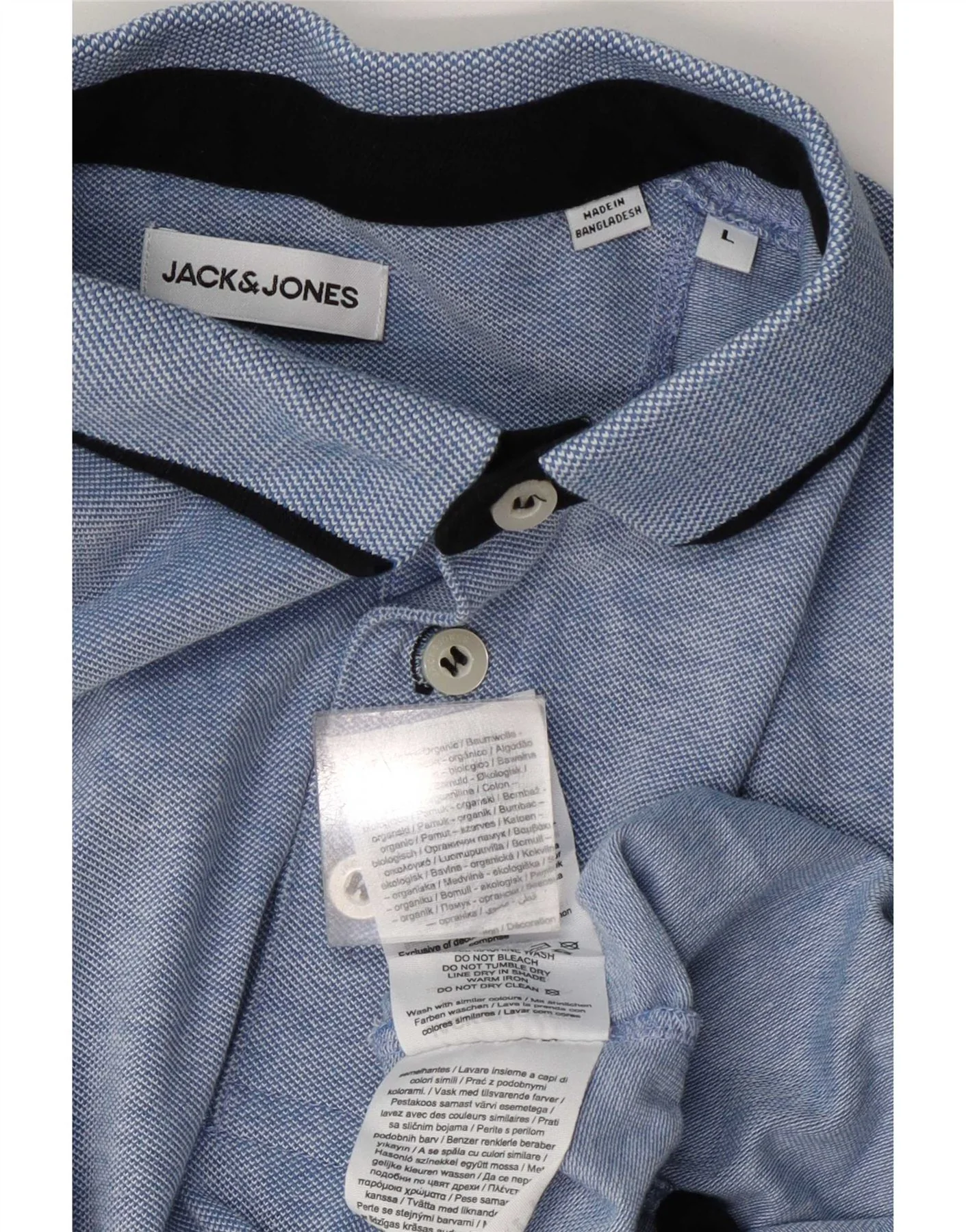 Jack & Jones Mens Polo Shirt Large Blue Cotton - Image 3