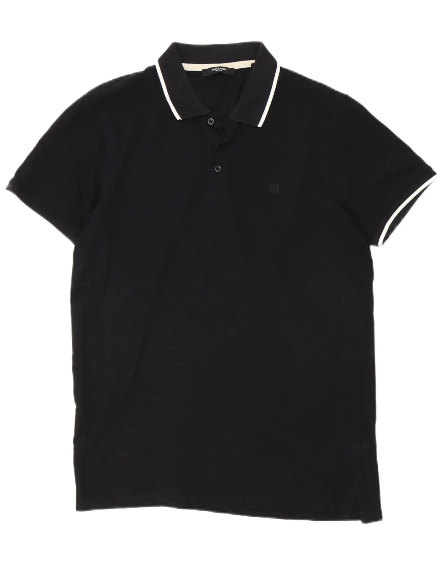 Jack & Jones Mens Polo Shirt Medium Black Cotton