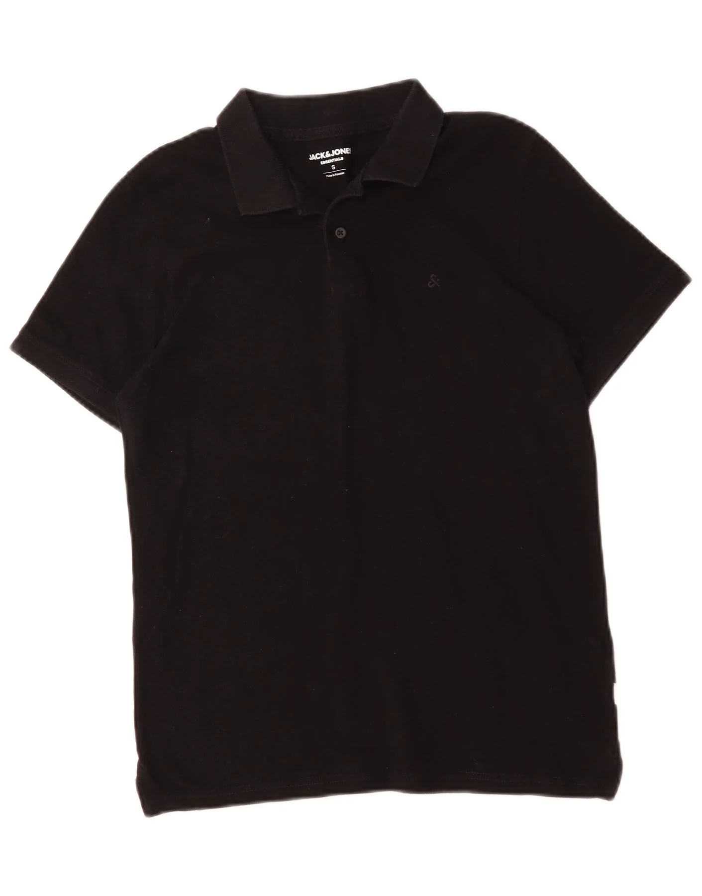 Jack & Jones Mens Polo Shirt Small Black Cotton