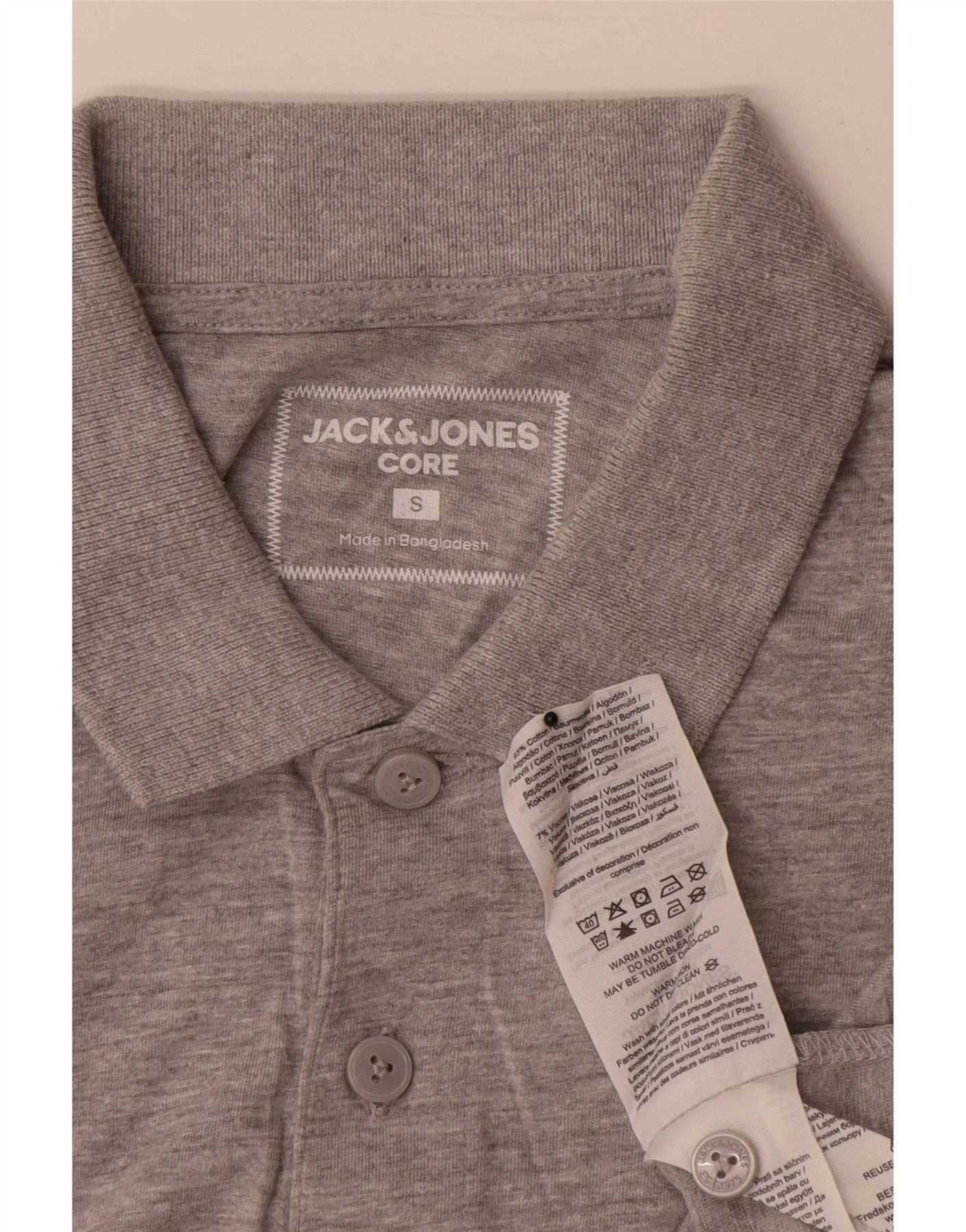 Jack & Jones Mens Polo Shirt Small Grey Cotton - Image 3