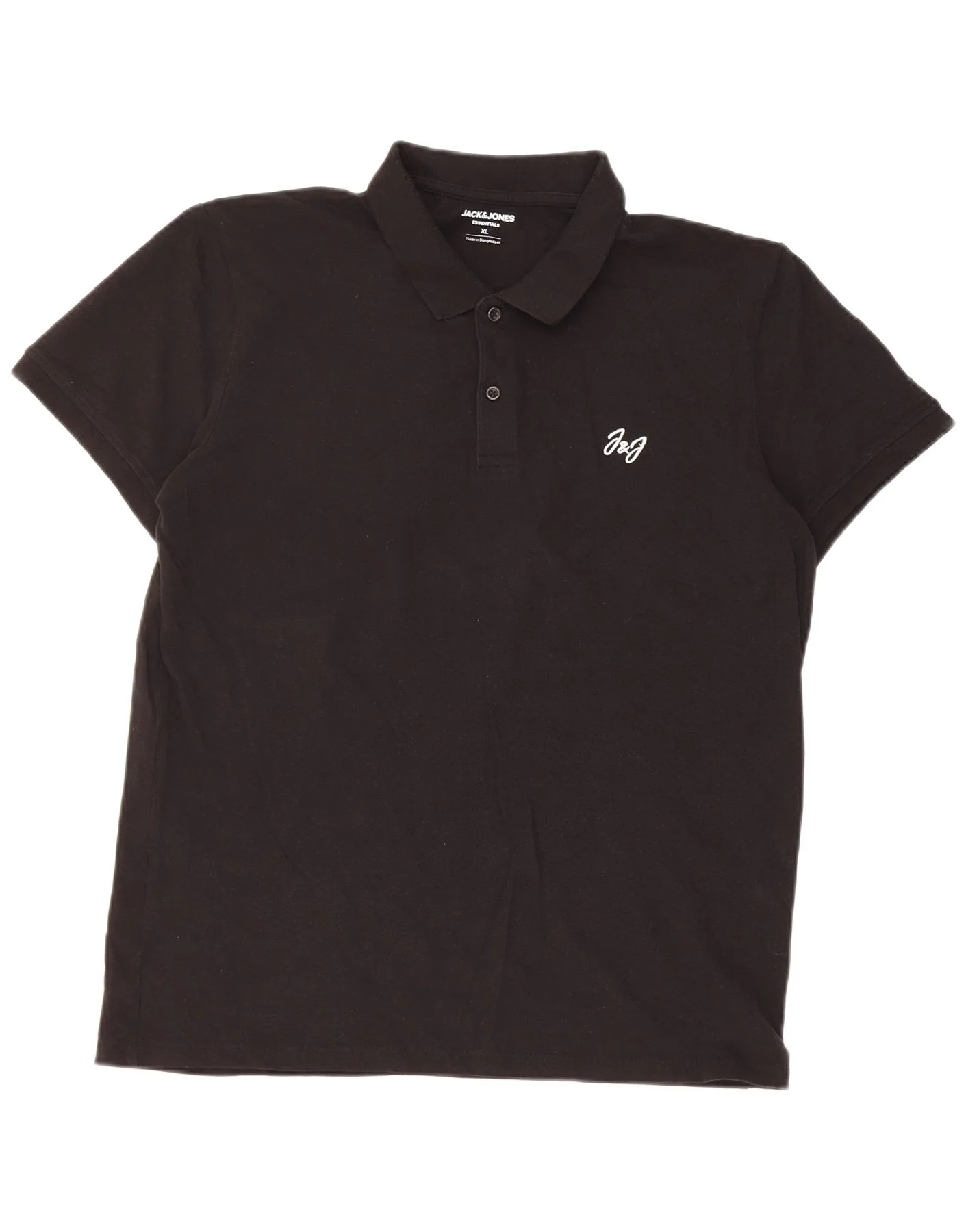 Jack & Jones Mens Polo Shirt XL Black Cotton