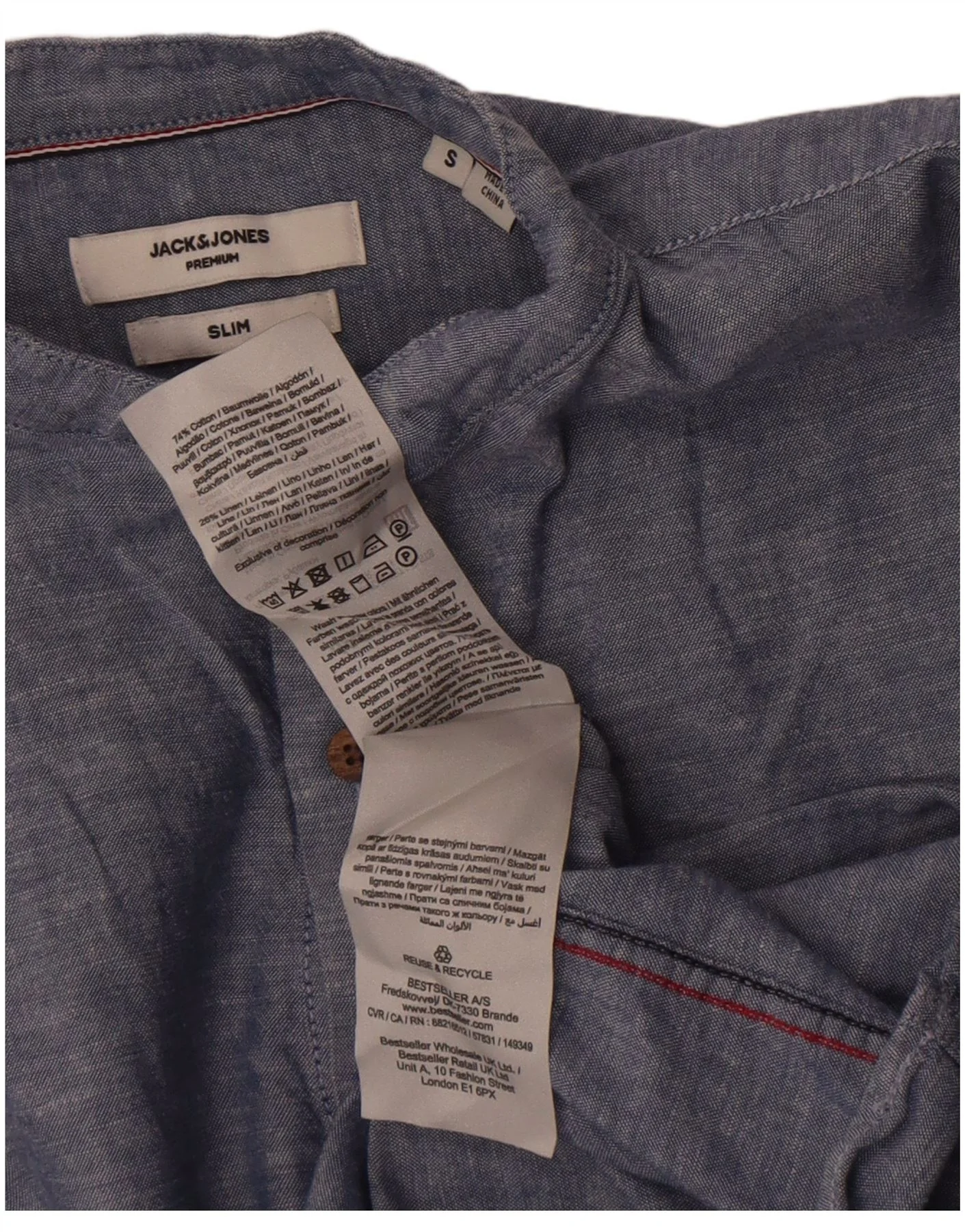 Jack & Jones Mens Premium Slim Pullover Shirt Small Navy Blue Flecked - Image 3