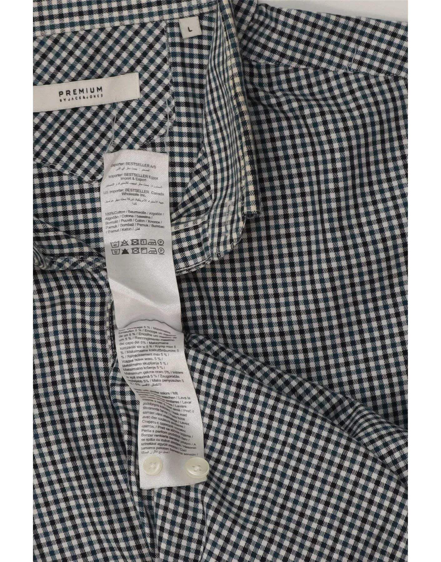 Jack & Jones Mens Shirt Large Blue Gingham Cotton - Image 3
