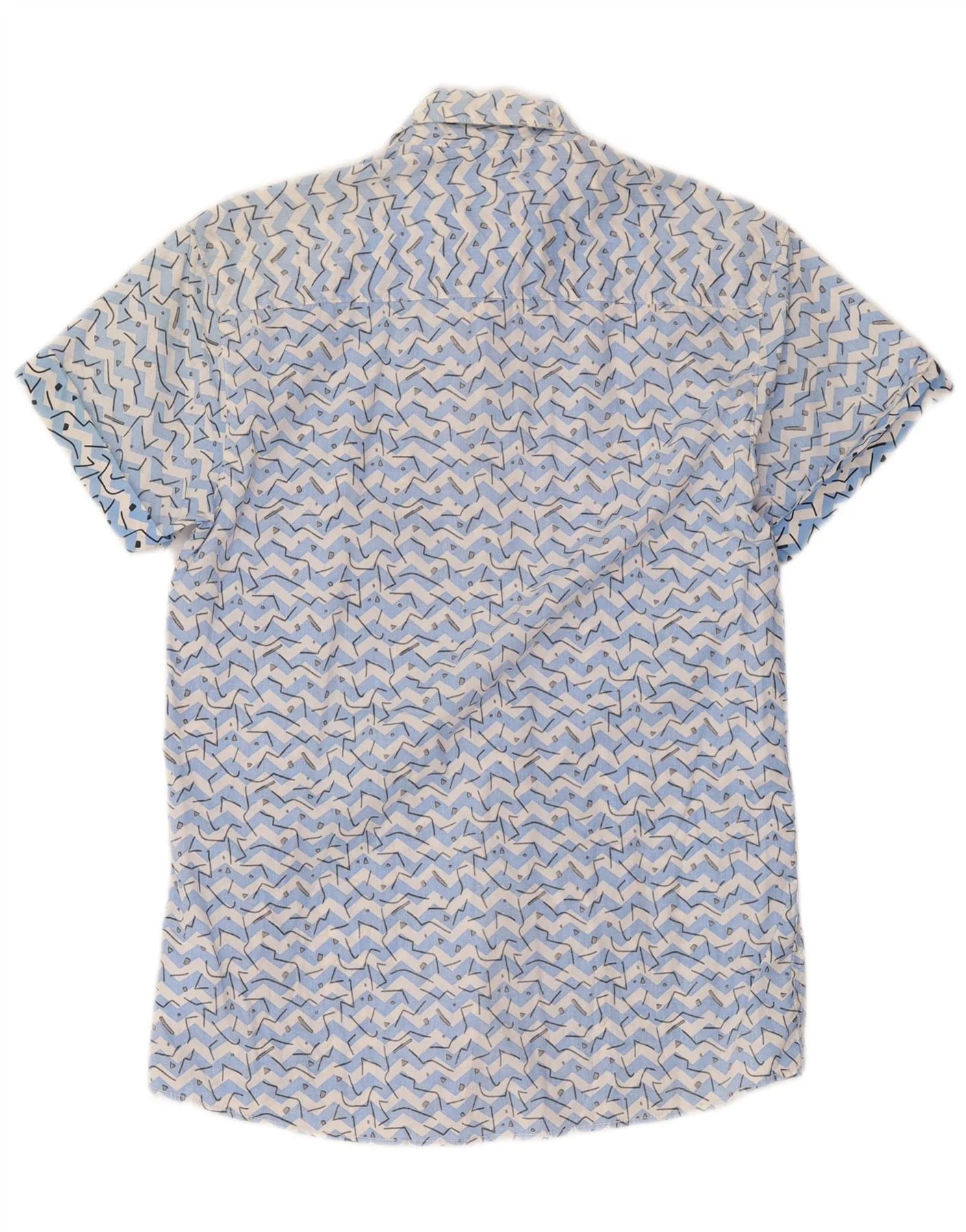 Jack & Jones Mens Short Sleeve Shirt Medium Blue Geometric Cotton - Image 2