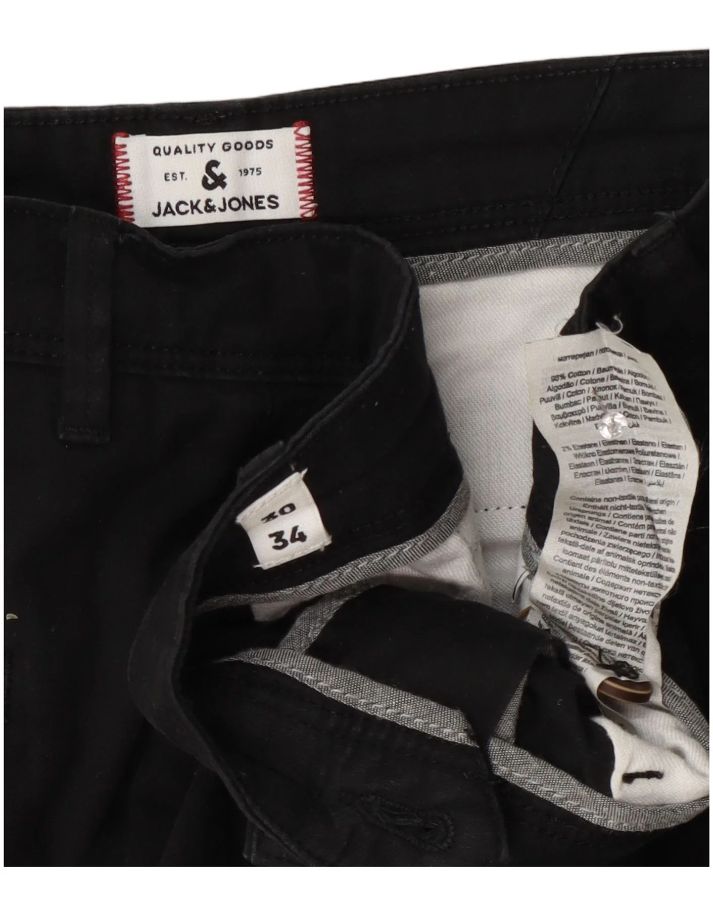Jack & Jones Mens Slim Chino Trousers W30 L34 Black Cotton - Image 3