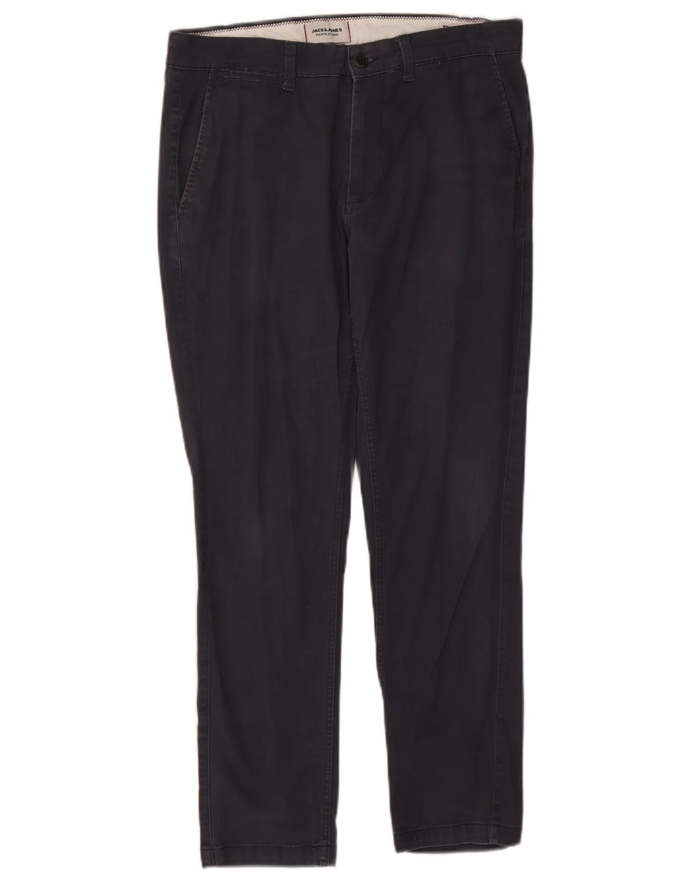 Jack & Jones Mens Slim Chino Trousers W32 L28 Navy Blue Cotton