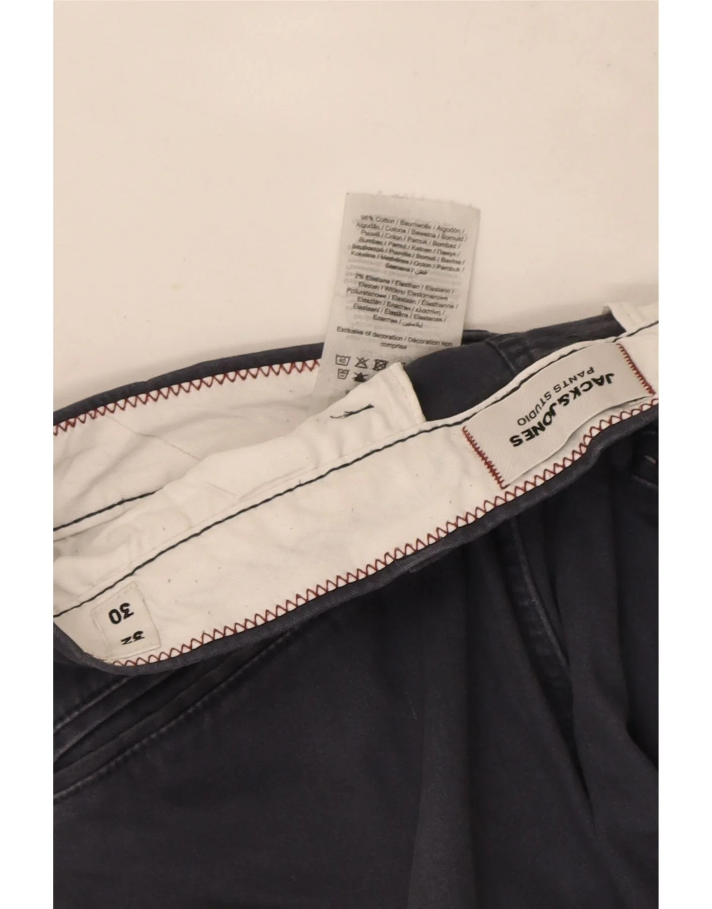 Jack & Jones Mens Slim Chino Trousers W32 L28 Navy Blue Cotton - Image 3