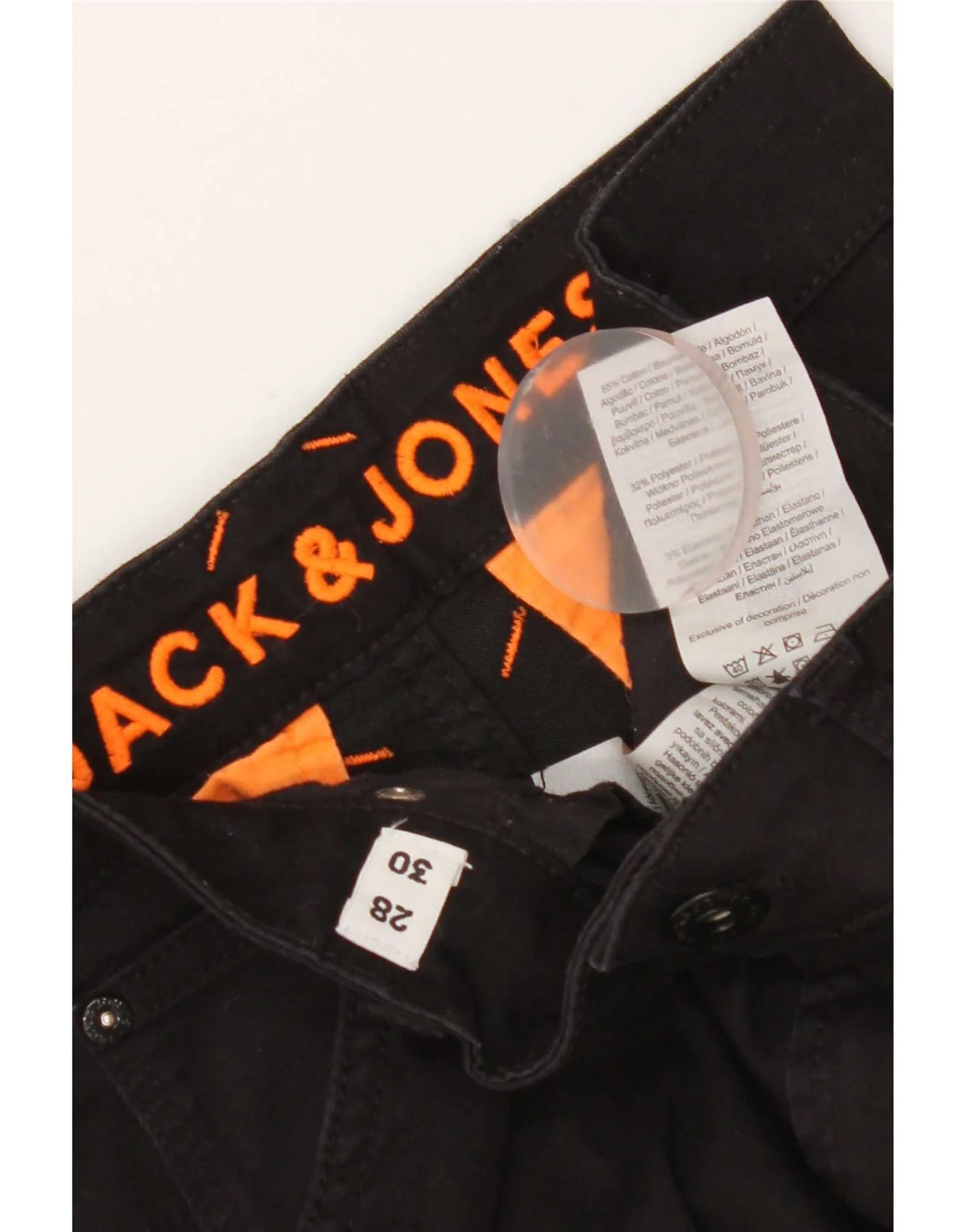 Jack & Jones Mens Slim Crop Cargo Trousers W28 L25 Black Cotton - Image 3