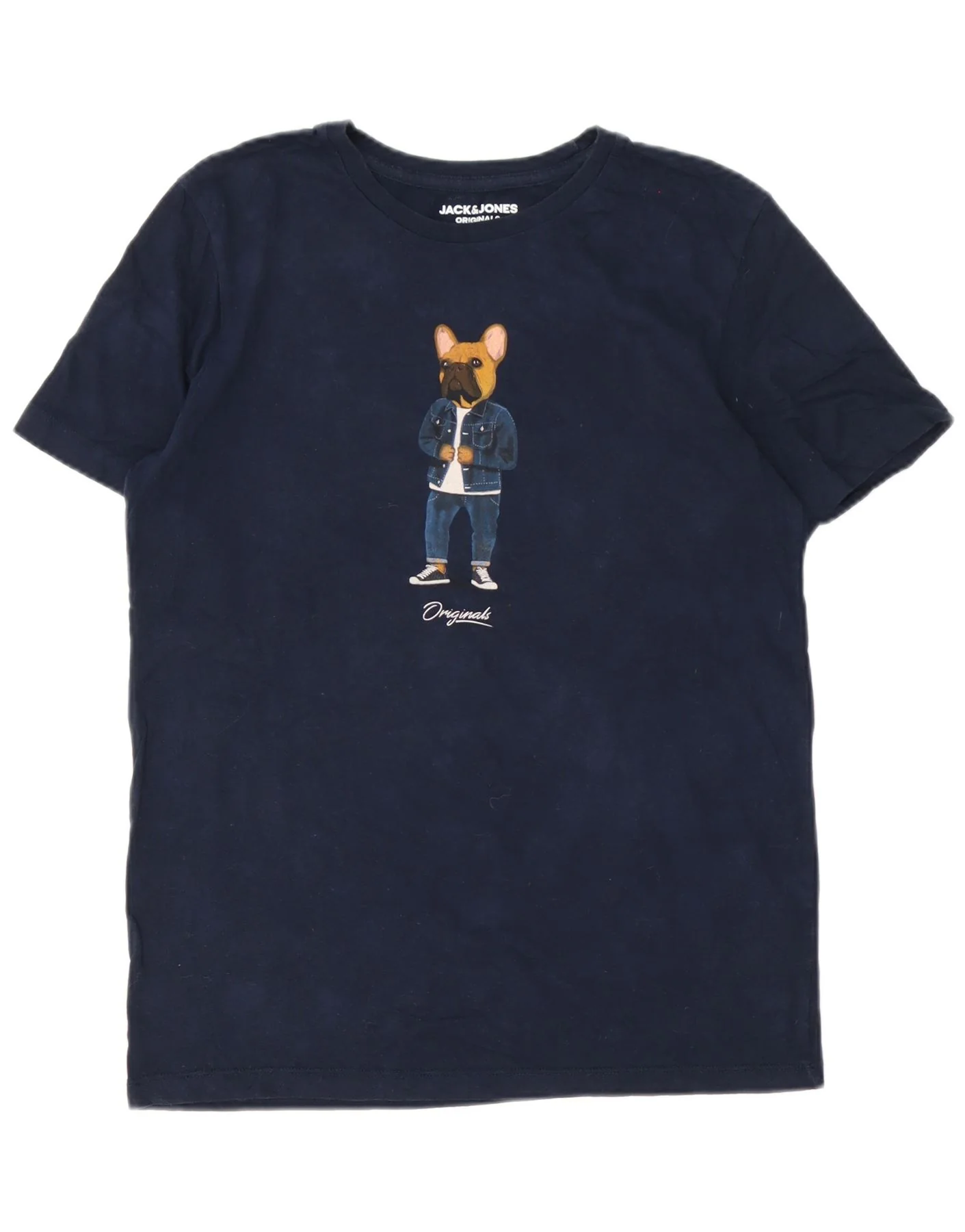 Jack & Jones Mens Slim Fit Graphic T-Shirt Top Large Navy Blue Cotton
