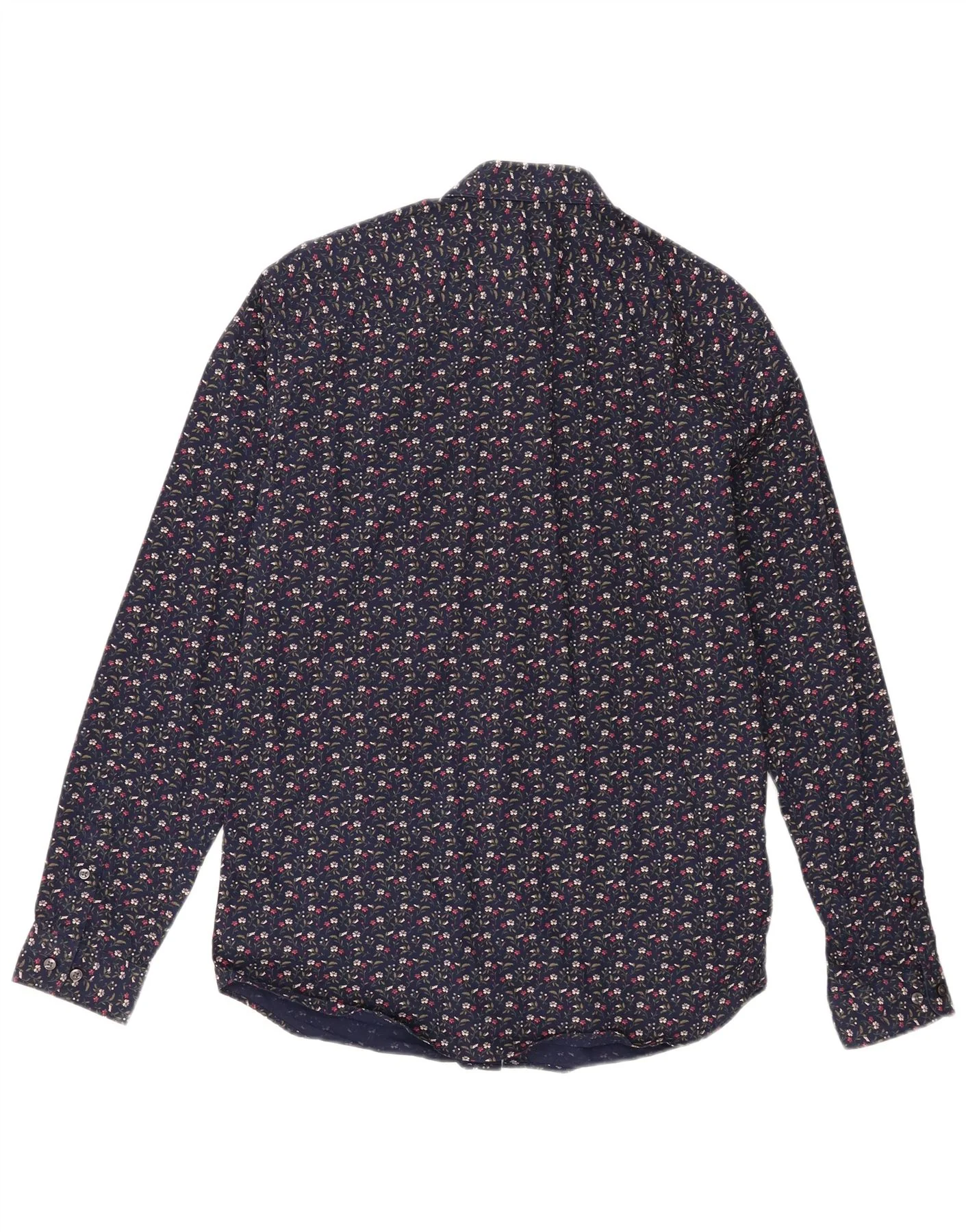 Jack & Jones Mens Slim Fit Shirt Medium Navy Blue Floral Cotton - Image 2