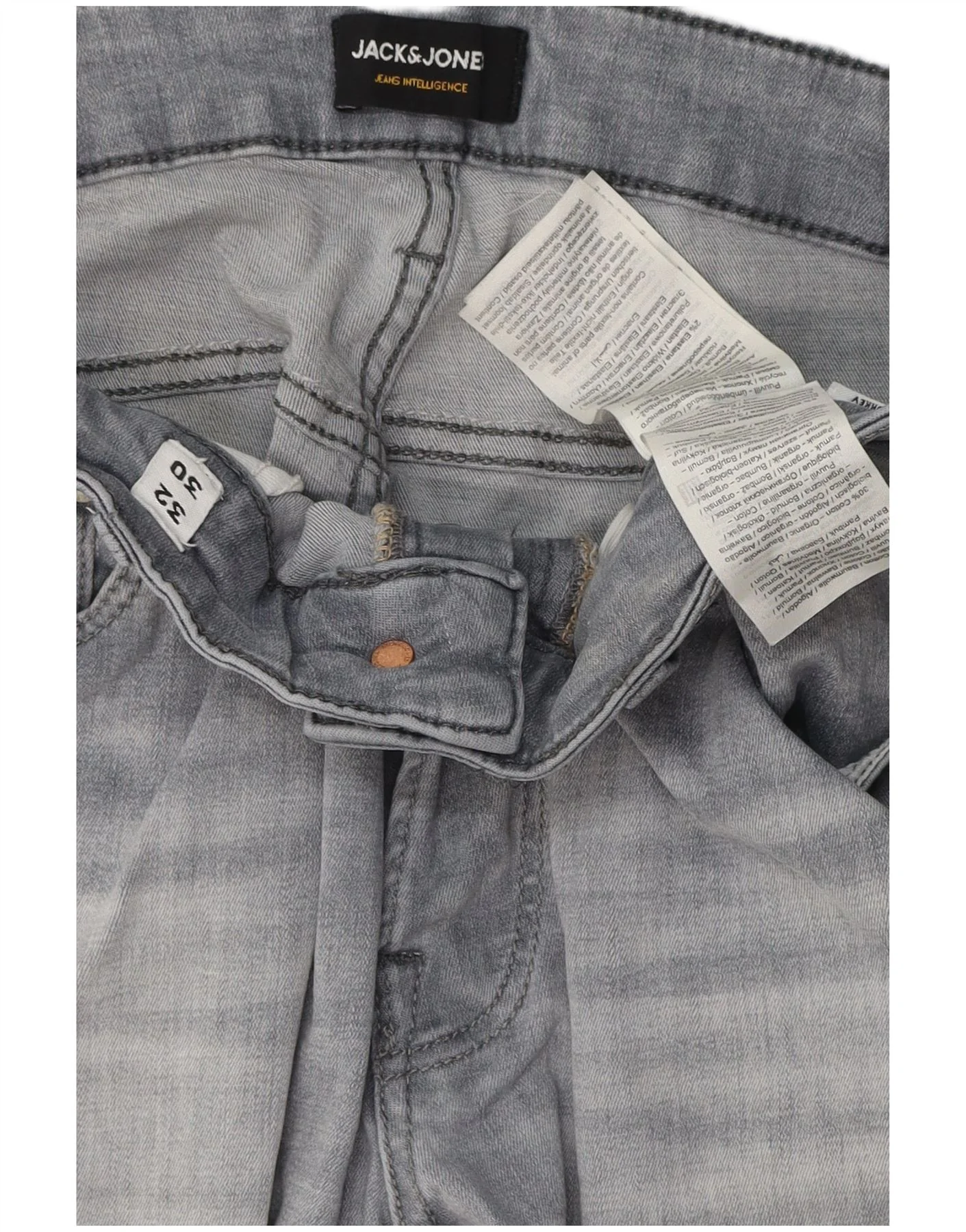 Jack & Jones Mens Slim Jeans W32 L30 Grey Cotton - Image 4