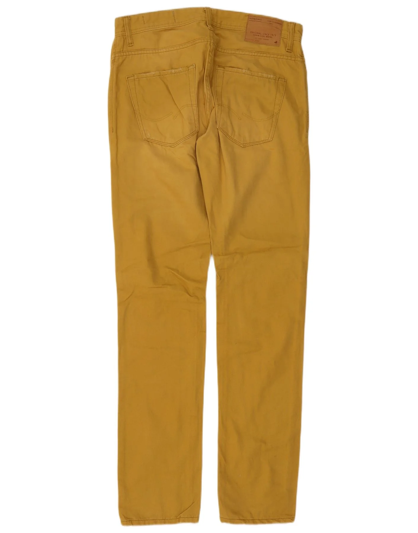 Jack & Jones Mens Tim Slim Fit Casual Trousers W32 L34 Yellow Cotton - Image 2