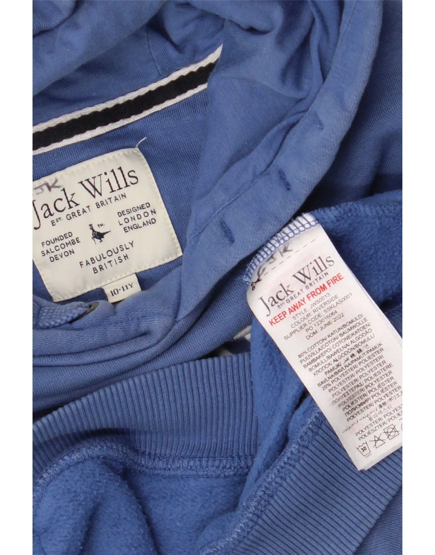 Jack Wills Boys Graphic Hoodie Jumper 10-11 Years Blue Cotton - Image 3