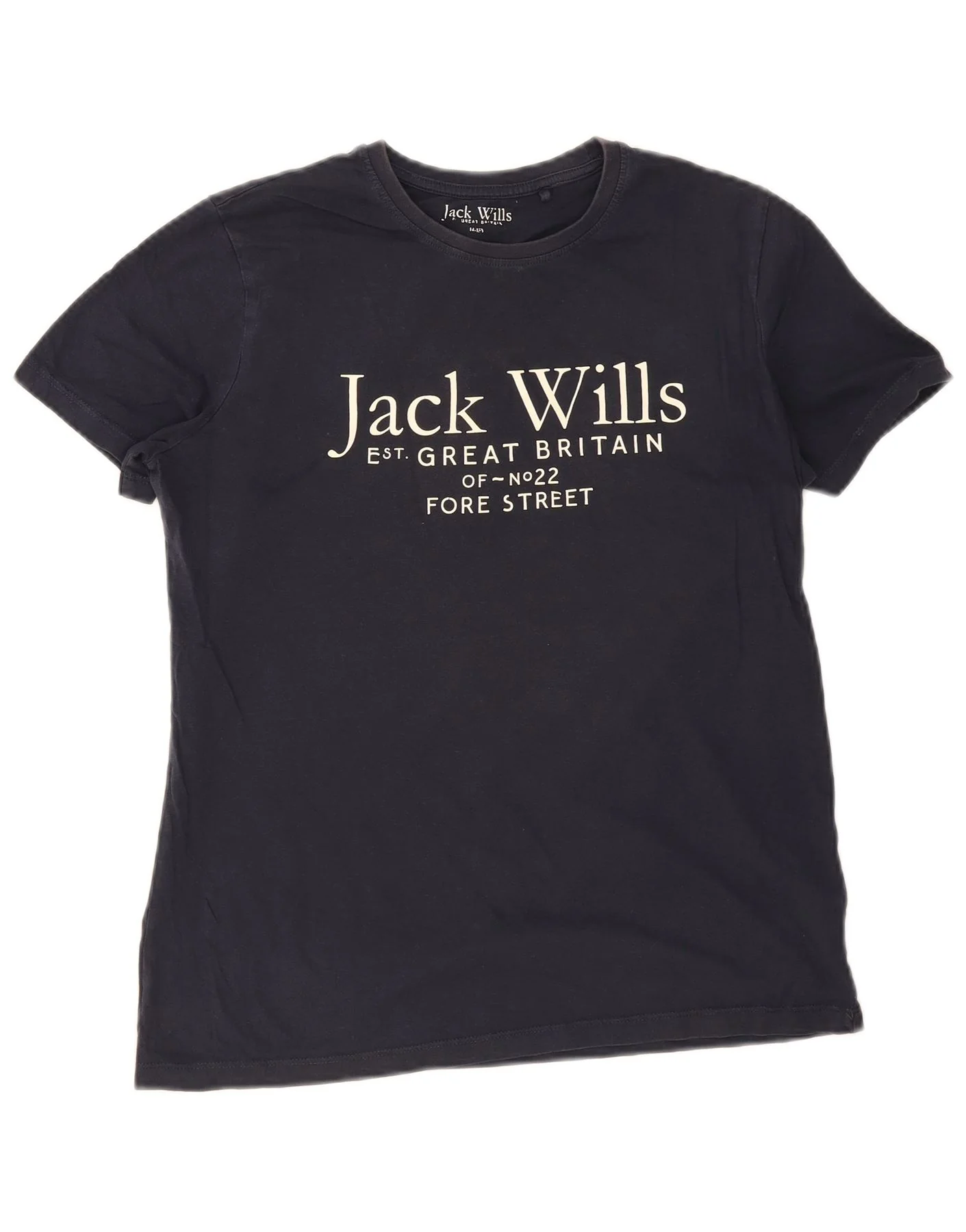 Jack Wills Boys Graphic T-Shirt Top 14-15 Years Navy Blue Cotton