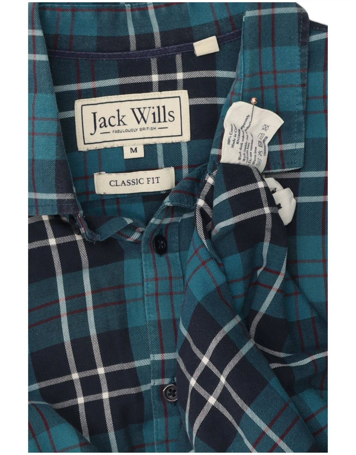 Jack Wills Mens Classic Fit Flannel Shirt Medium Blue Check Cotton - Image 3