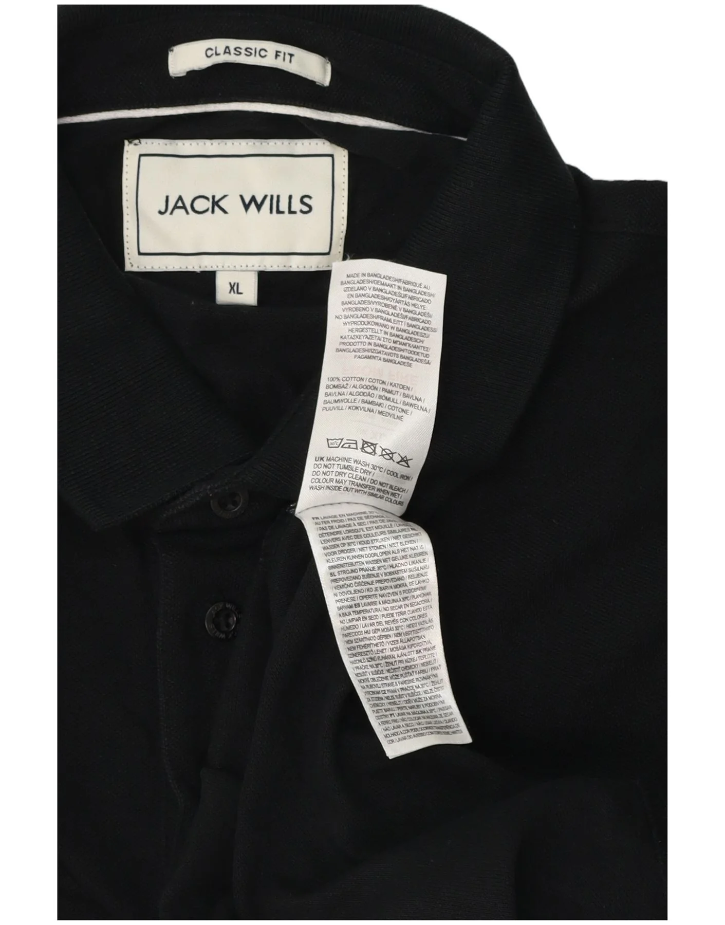Jack Wills Mens Classic Fit Polo Shirt XL Black Cotton - Image 3