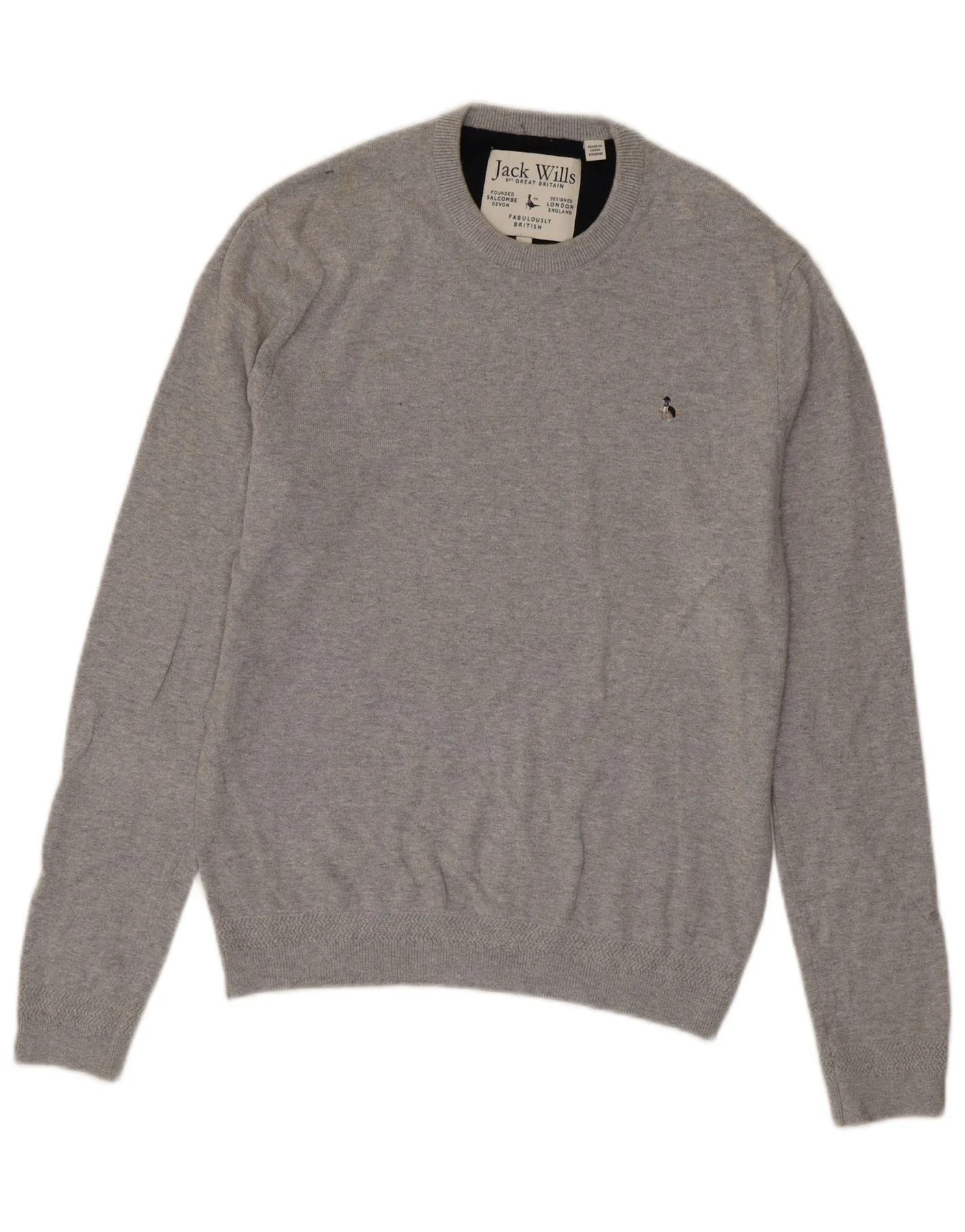 Jack Wills Mens Crew Neck Jumper Sweater Medium Grey