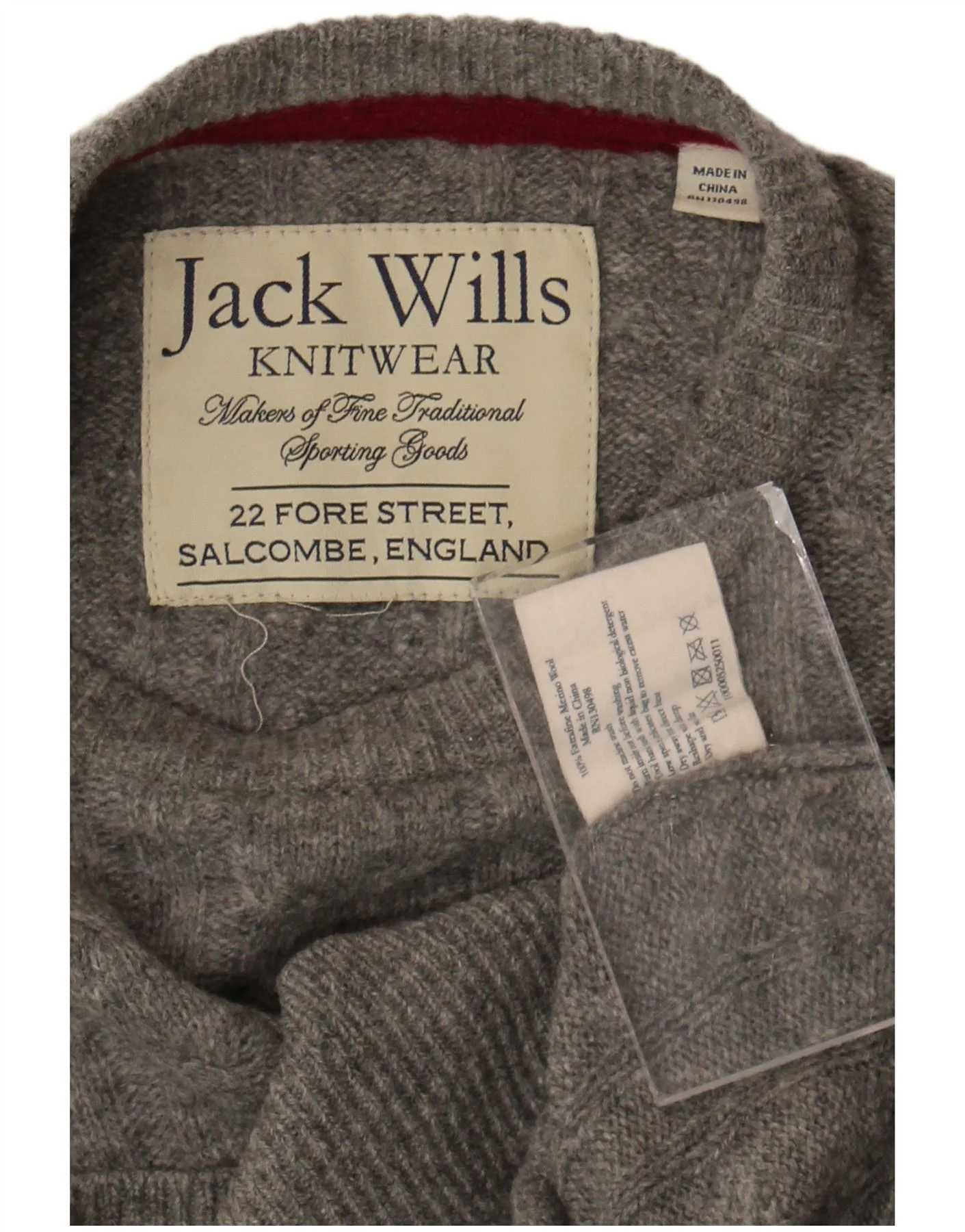 Jack Wills Mens Crew Neck Jumper Sweater Small Grey Merino Wool - Image 3